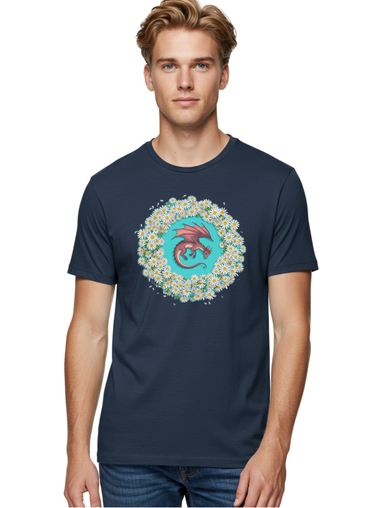 Dragon-Surrounded-By-Daisies Men'S Graphic Tee, 100% Cotton, Comfortable Casual Summer Wear, Machine Washable, Vintage Camera, Old Camera, Antique Camera, Black Camera, Classic Photography, Photography Equipment, Nostalgic Device, Film Camera, Bak492