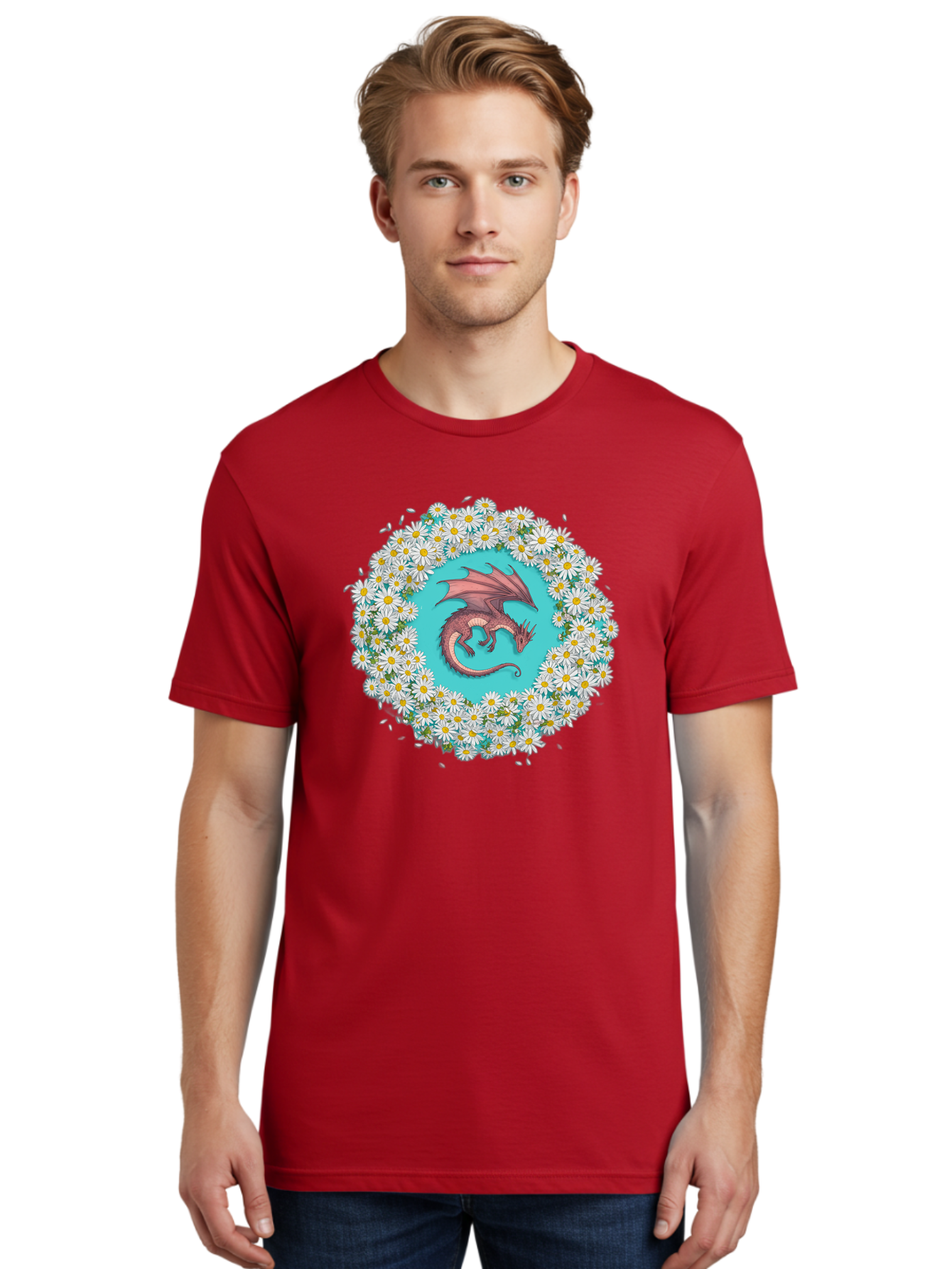 Dragon-Surrounded-By-Daisies Men'S Graphic Tee, 100% Cotton, Comfortable Casual Summer Wear, Machine Washable, Vintage Camera, Old Camera, Antique Camera, Black Camera, Classic Photography, Photography Equipment, Nostalgic Device, Film Camera, Bak492