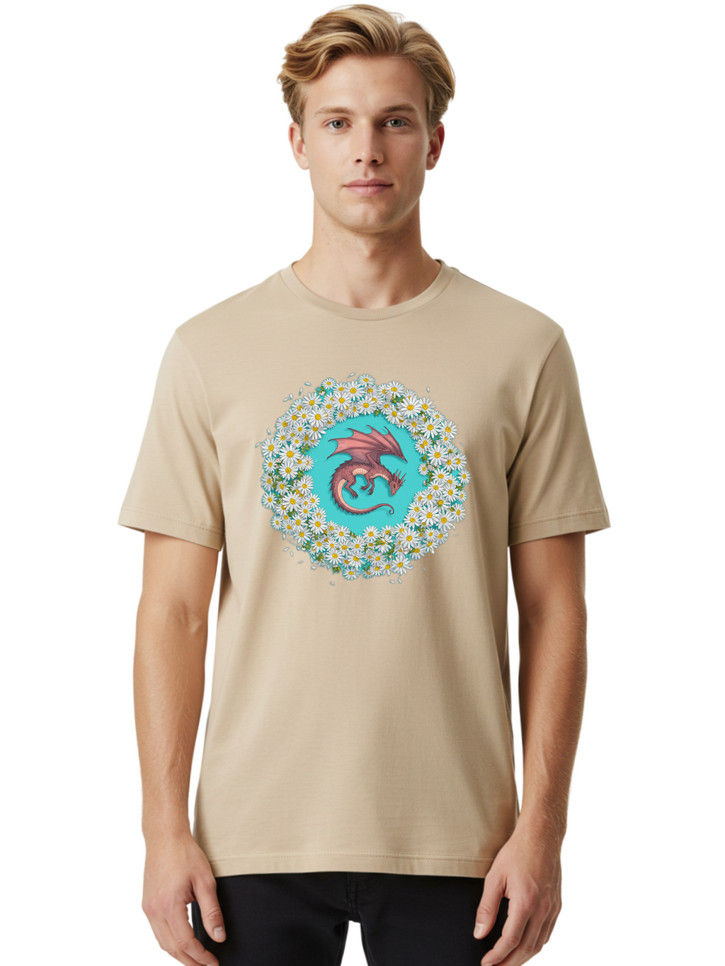 Dragon-Surrounded-By-Daisies Men'S Graphic Tee, 100% Cotton, Comfortable Casual Summer Wear, Machine Washable, Vintage Camera, Old Camera, Antique Camera, Black Camera, Classic Photography, Photography Equipment, Nostalgic Device, Film Camera, Bak492