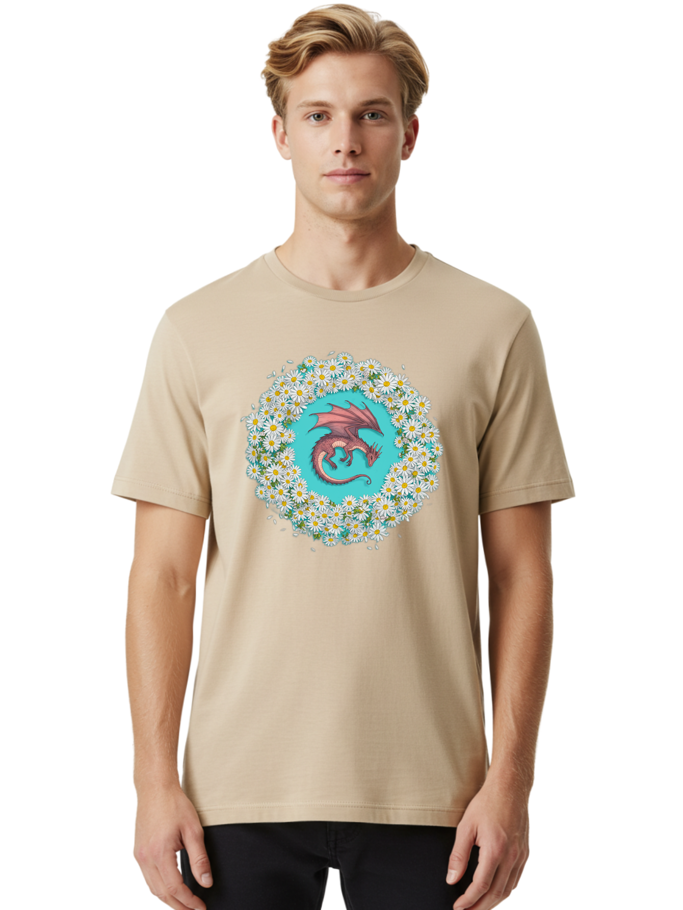 Dragon-Surrounded-By-Daisies Men'S Graphic Tee, 100% Cotton, Comfortable Casual Summer Wear, Machine Washable, Vintage Camera, Old Camera, Antique Camera, Black Camera, Classic Photography, Photography Equipment, Nostalgic Device, Film Camera, Bak492