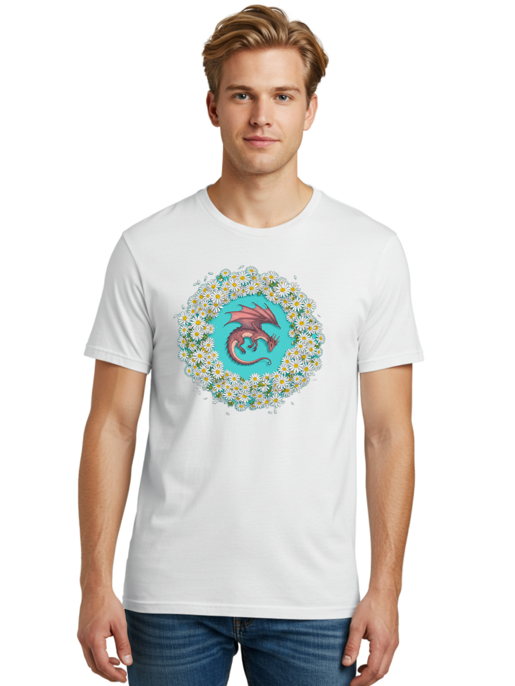 Dragon-Surrounded-By-Daisies Men'S Graphic Tee, 100% Cotton, Comfortable Casual Summer Wear, Machine Washable, Vintage Camera, Old Camera, Antique Camera, Black Camera, Classic Photography, Photography Equipment, Nostalgic Device, Film Camera, Bak492