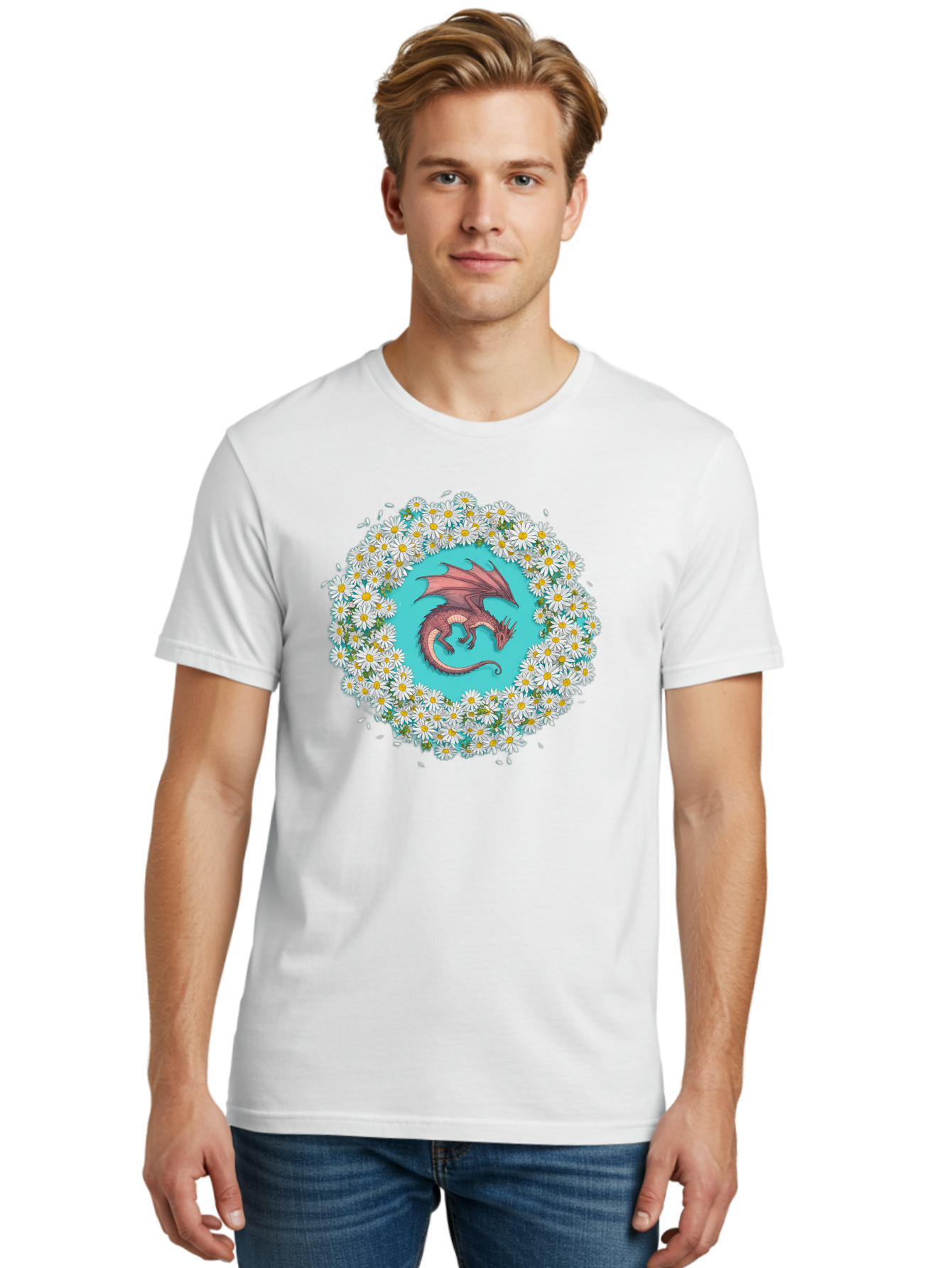 Dragon-Surrounded-By-Daisies Men'S Graphic Tee, 100% Cotton, Comfortable Casual Summer Wear, Machine Washable, Vintage Camera, Old Camera, Antique Camera, Black Camera, Classic Photography, Photography Equipment, Nostalgic Device, Film Camera, Bak492