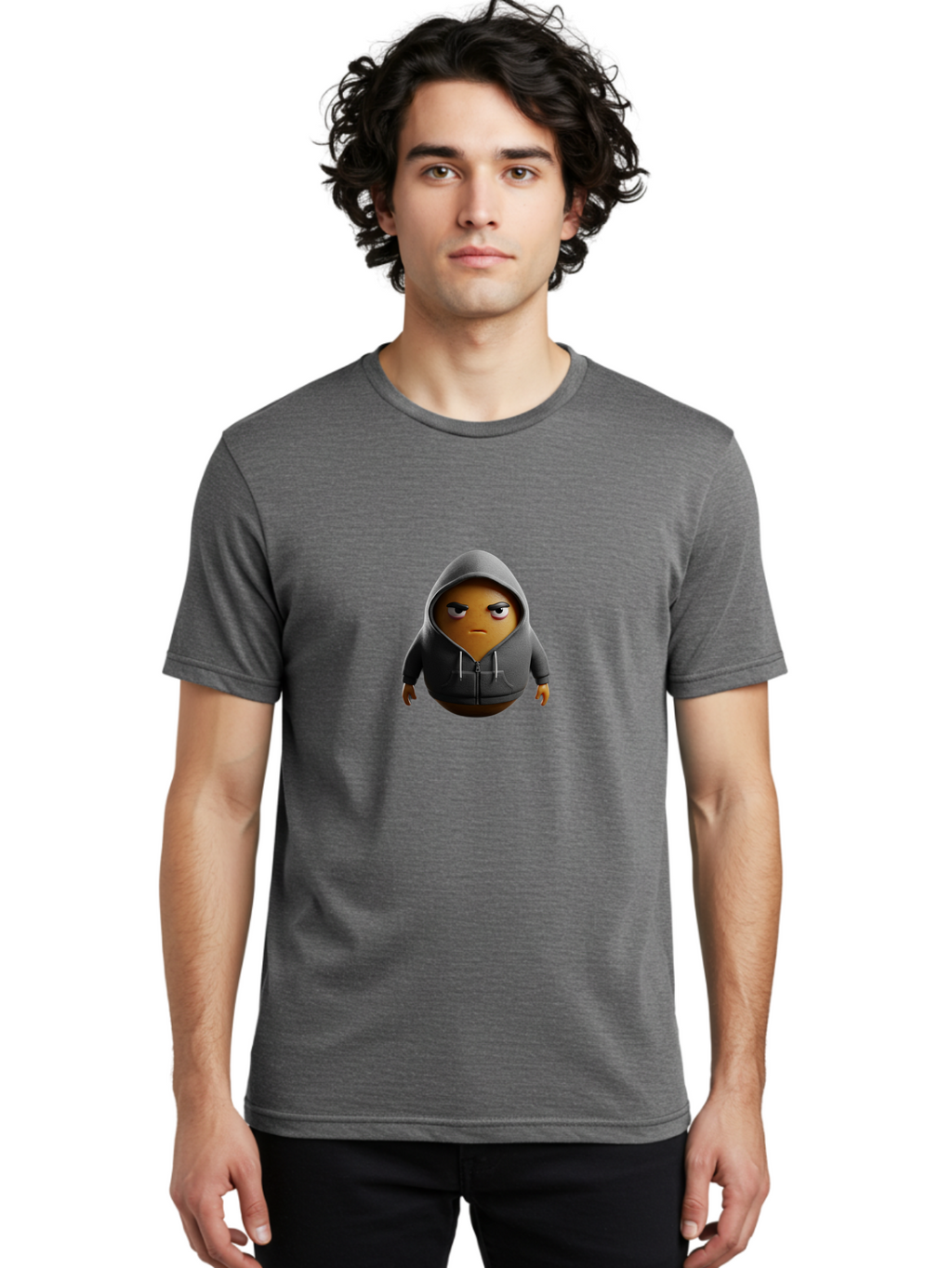 Emoji-Face-In-Hoodie Men'S Graphic Tee, 100% Cotton, Comfortable Casual Summer Wear, Machine Washable, Vintage Camera, Old Camera, Antique Camera, Black Camera, Classic Photography, Photography Equipment, Nostalgic Device, Film Camera, Bak526