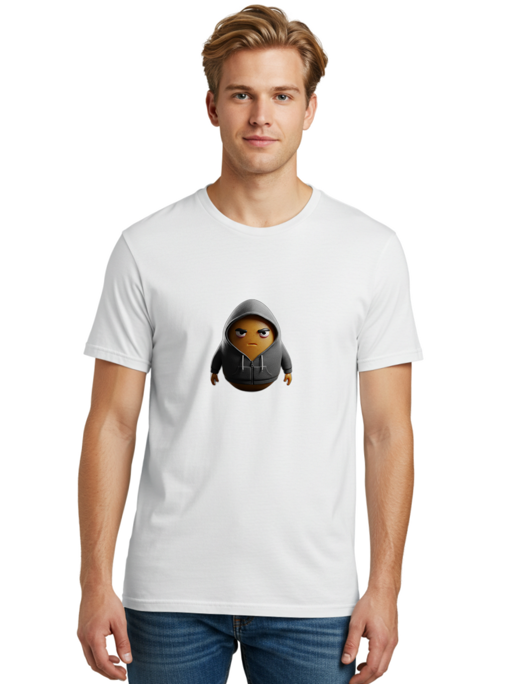 Emoji-Face-In-Hoodie Men'S Graphic Tee, 100% Cotton, Comfortable Casual Summer Wear, Machine Washable, Vintage Camera, Old Camera, Antique Camera, Black Camera, Classic Photography, Photography Equipment, Nostalgic Device, Film Camera, Bak526