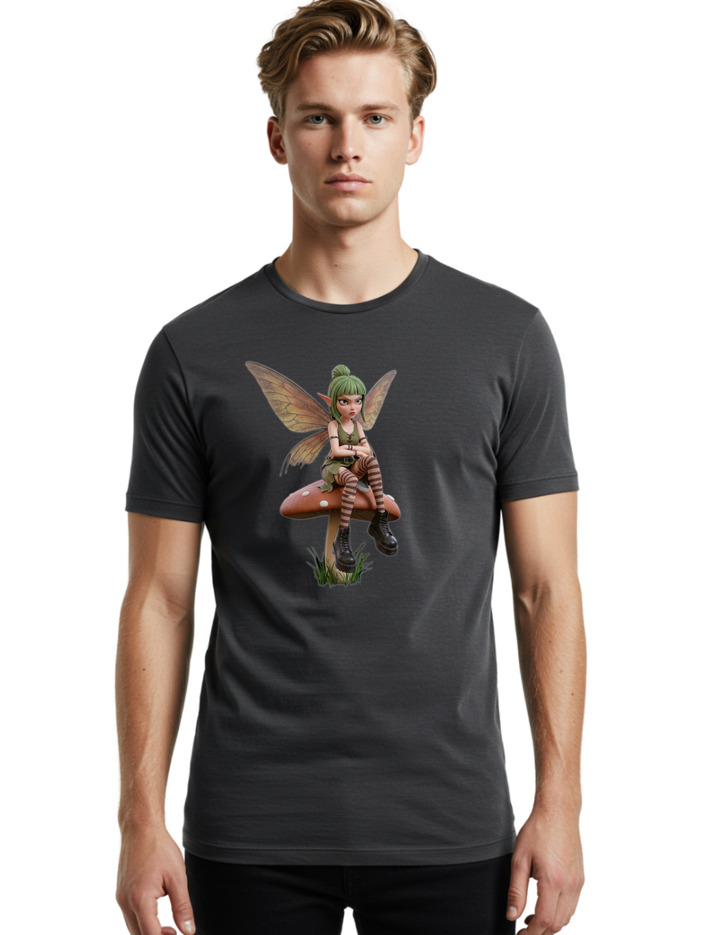 Fairy-On-Mushroom Men'S Graphic Tee, 100% Cotton, Comfortable Casual Summer Wear, Machine Washable, Vintage Camera, Old Camera, Antique Camera, Black Camera, Classic Photography, Photography Equipment, Nostalgic Device, Film Camera, Camera Art Bak540