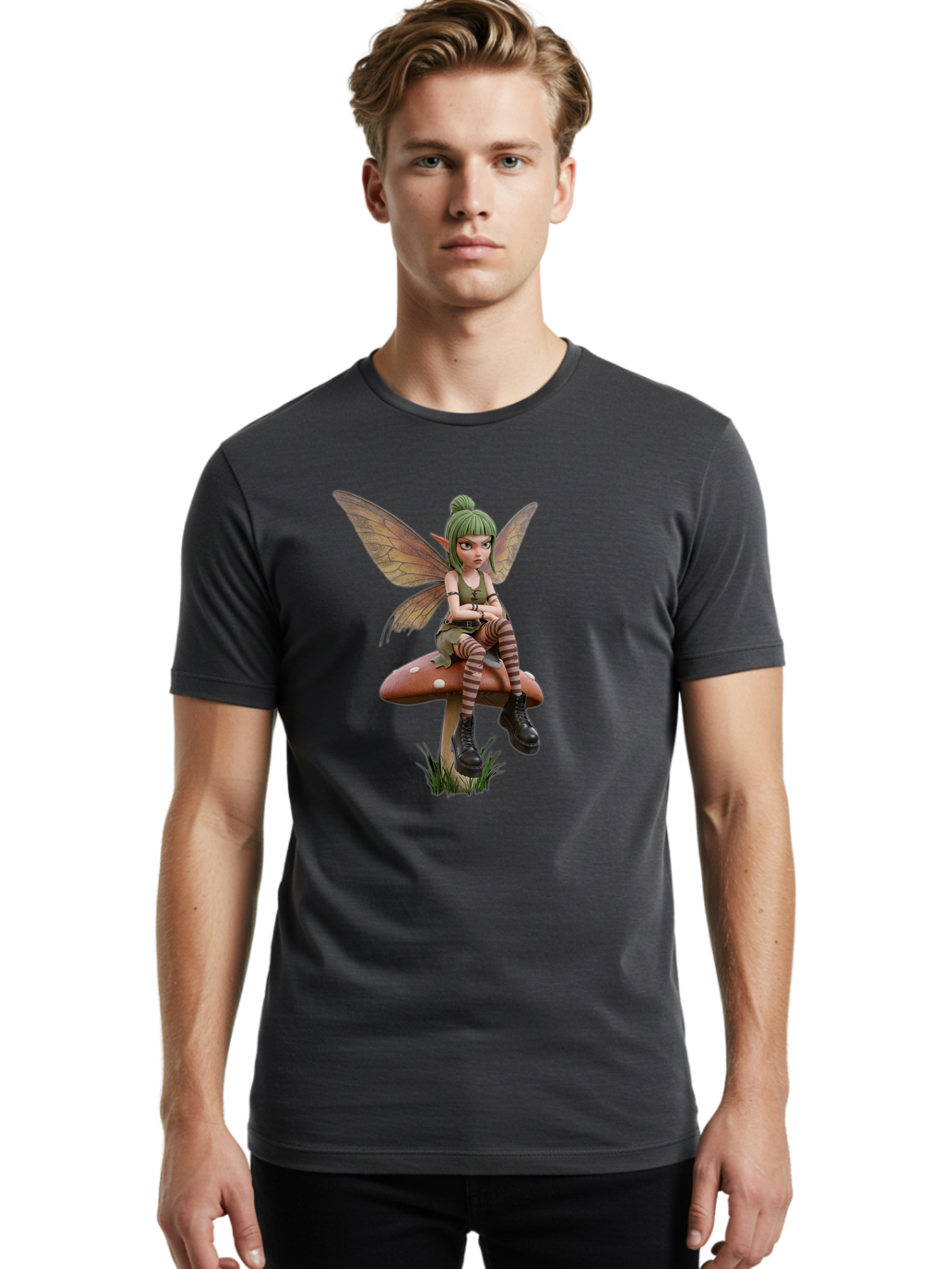 Fairy-On-Mushroom Men'S Graphic Tee, 100% Cotton, Comfortable Casual Summer Wear, Machine Washable, Vintage Camera, Old Camera, Antique Camera, Black Camera, Classic Photography, Photography Equipment, Nostalgic Device, Film Camera, Camera Art Bak540