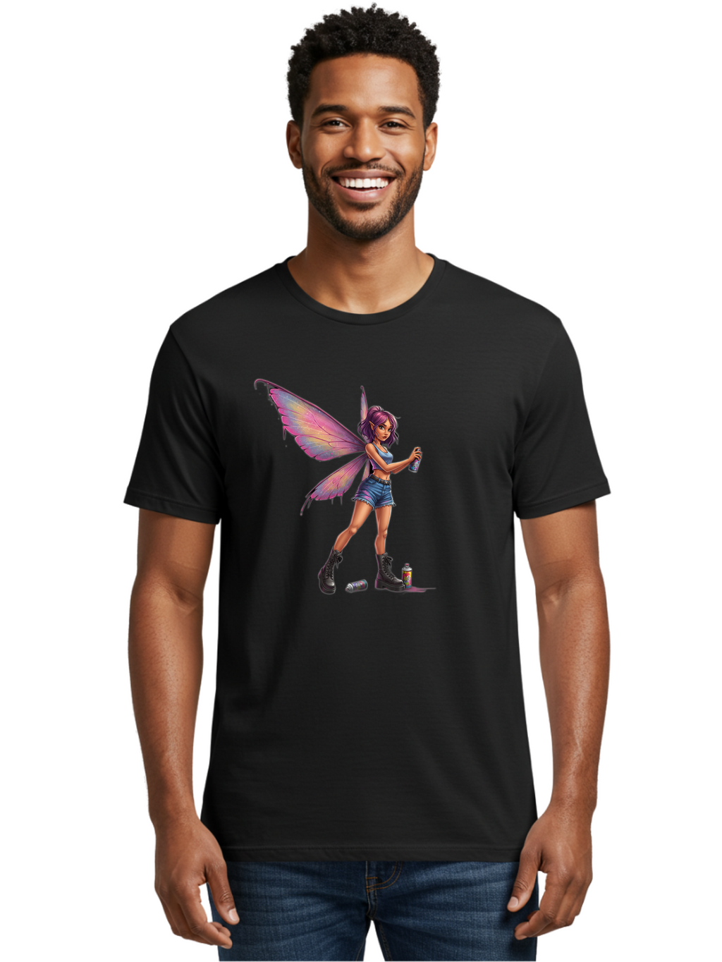 Fairy-With-Spray-Paint Men'S Graphic Tee, 100% Cotton, Comfortable Casual Summer Wear, Machine Washable, Vintage Camera, Old Camera, Antique Camera, Black Camera, Classic Photography, Photography Equipment, Nostalgic Device, Film Camera, Bak543