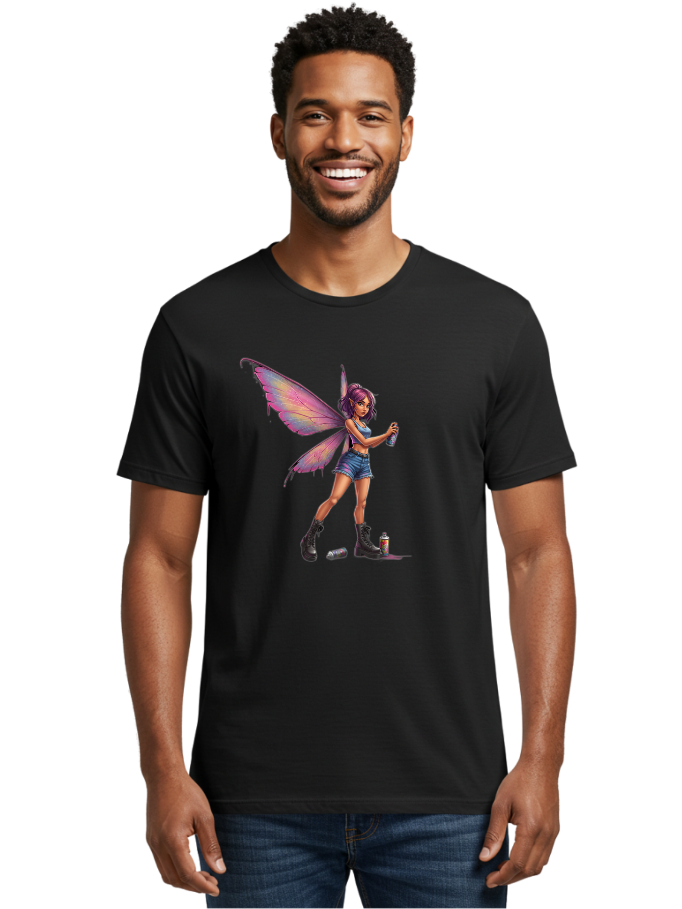 Fairy-With-Spray-Paint Men'S Graphic Tee, 100% Cotton, Comfortable Casual Summer Wear, Machine Washable, Vintage Camera, Old Camera, Antique Camera, Black Camera, Classic Photography, Photography Equipment, Nostalgic Device, Film Camera, Bak543