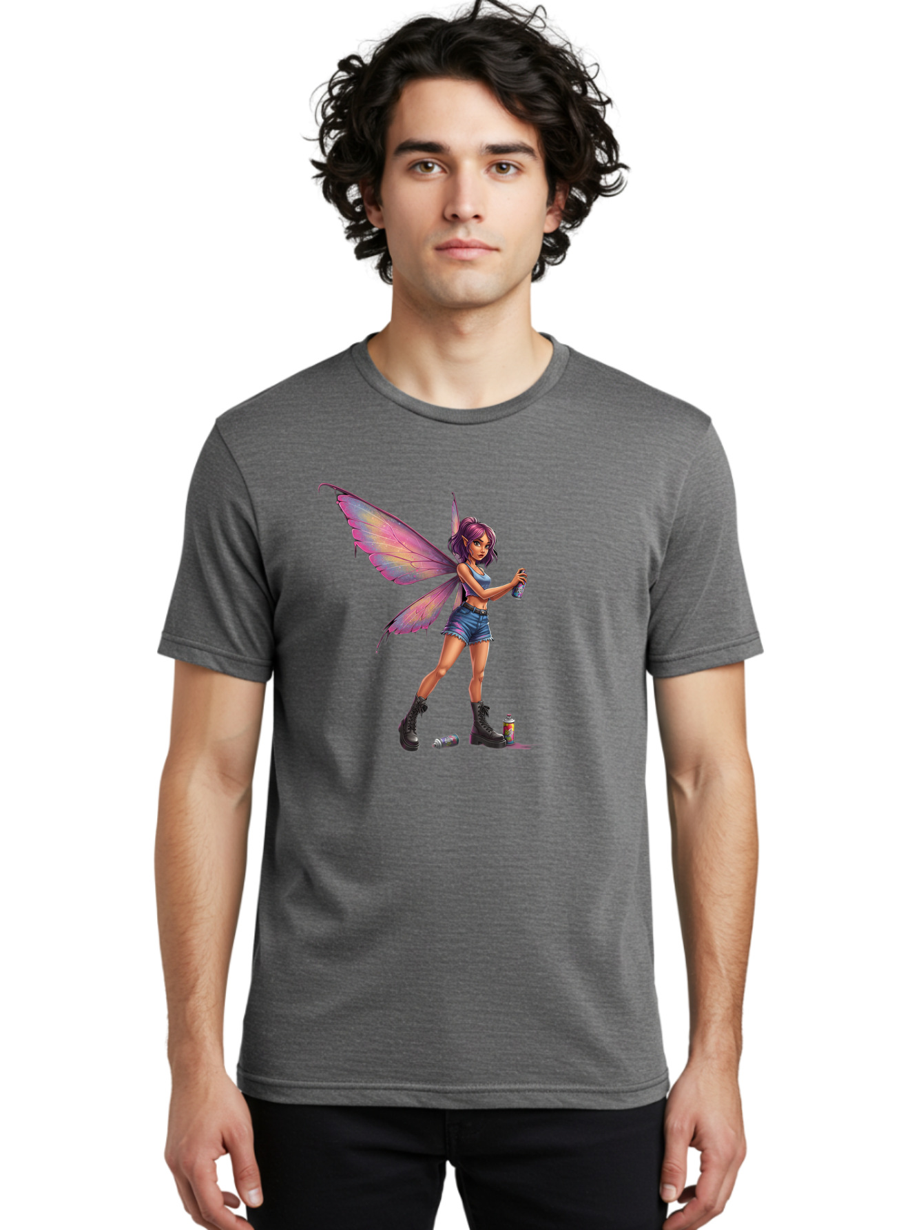 Fairy-With-Spray-Paint Men'S Graphic Tee, 100% Cotton, Comfortable Casual Summer Wear, Machine Washable, Vintage Camera, Old Camera, Antique Camera, Black Camera, Classic Photography, Photography Equipment, Nostalgic Device, Film Camera, Bak543