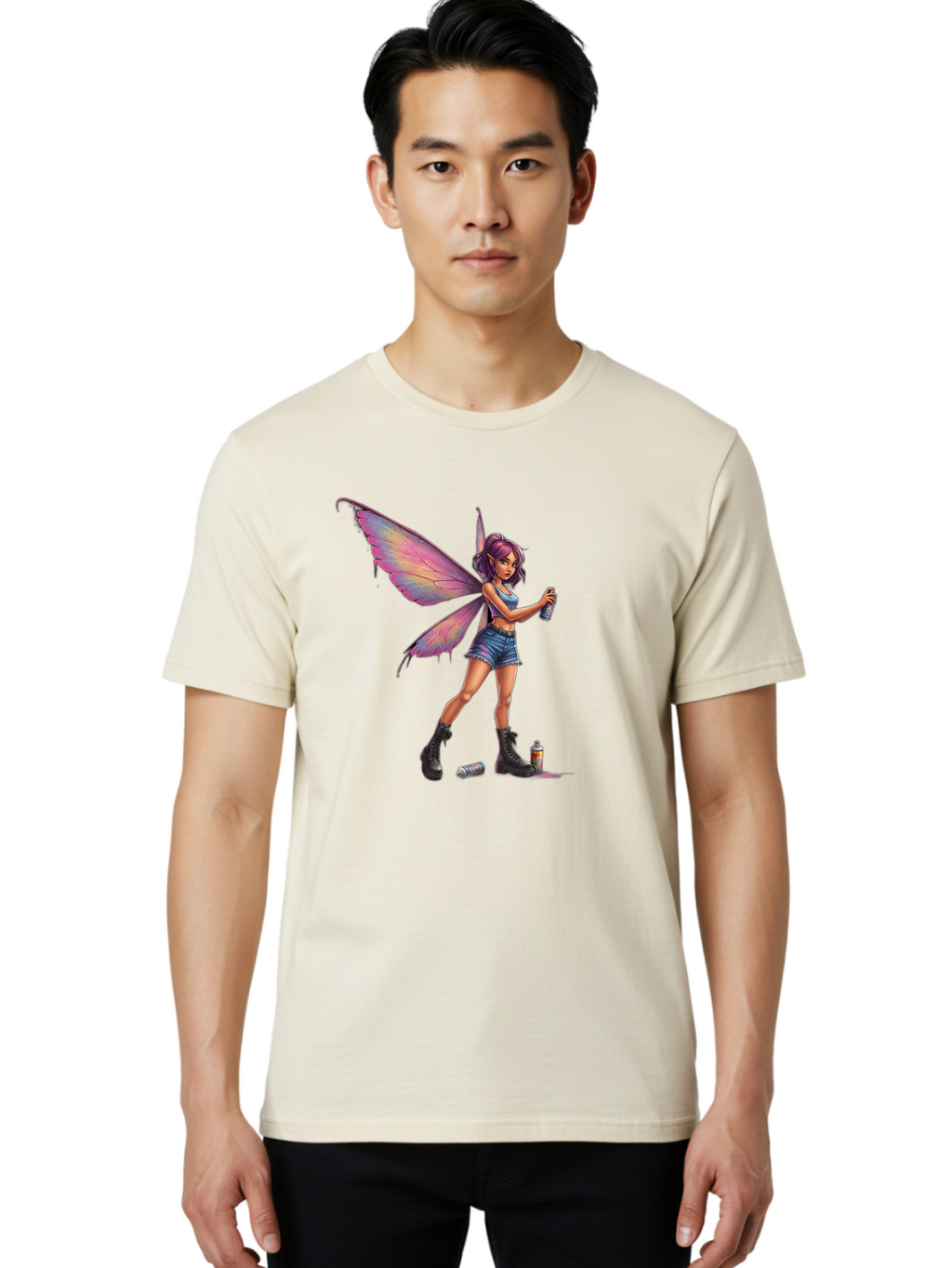 Fairy-With-Spray-Paint Men'S Graphic Tee, 100% Cotton, Comfortable Casual Summer Wear, Machine Washable, Vintage Camera, Old Camera, Antique Camera, Black Camera, Classic Photography, Photography Equipment, Nostalgic Device, Film Camera, Bak543