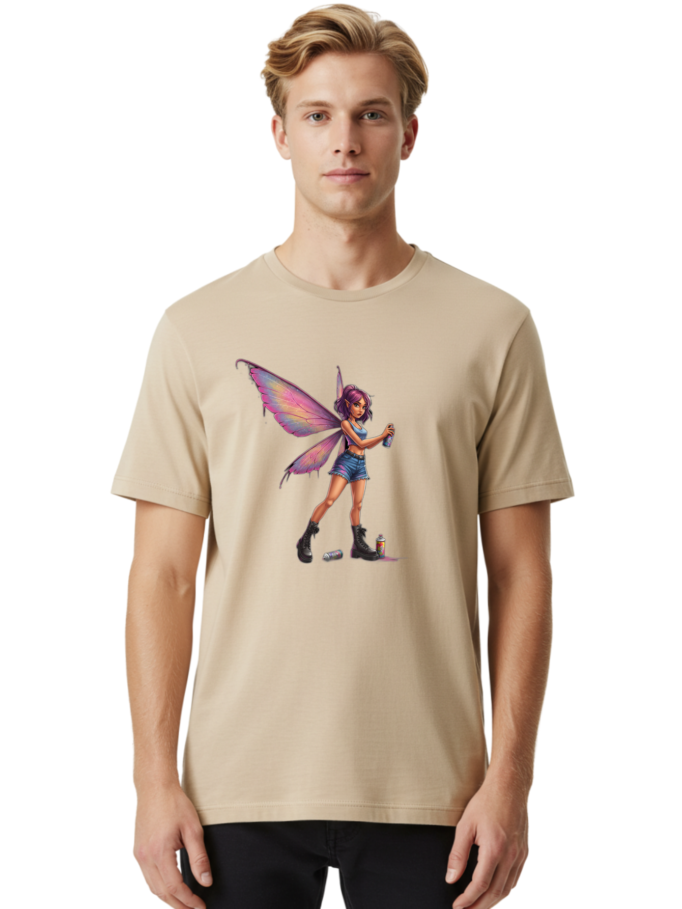 Fairy-With-Spray-Paint Men'S Graphic Tee, 100% Cotton, Comfortable Casual Summer Wear, Machine Washable, Vintage Camera, Old Camera, Antique Camera, Black Camera, Classic Photography, Photography Equipment, Nostalgic Device, Film Camera, Bak543