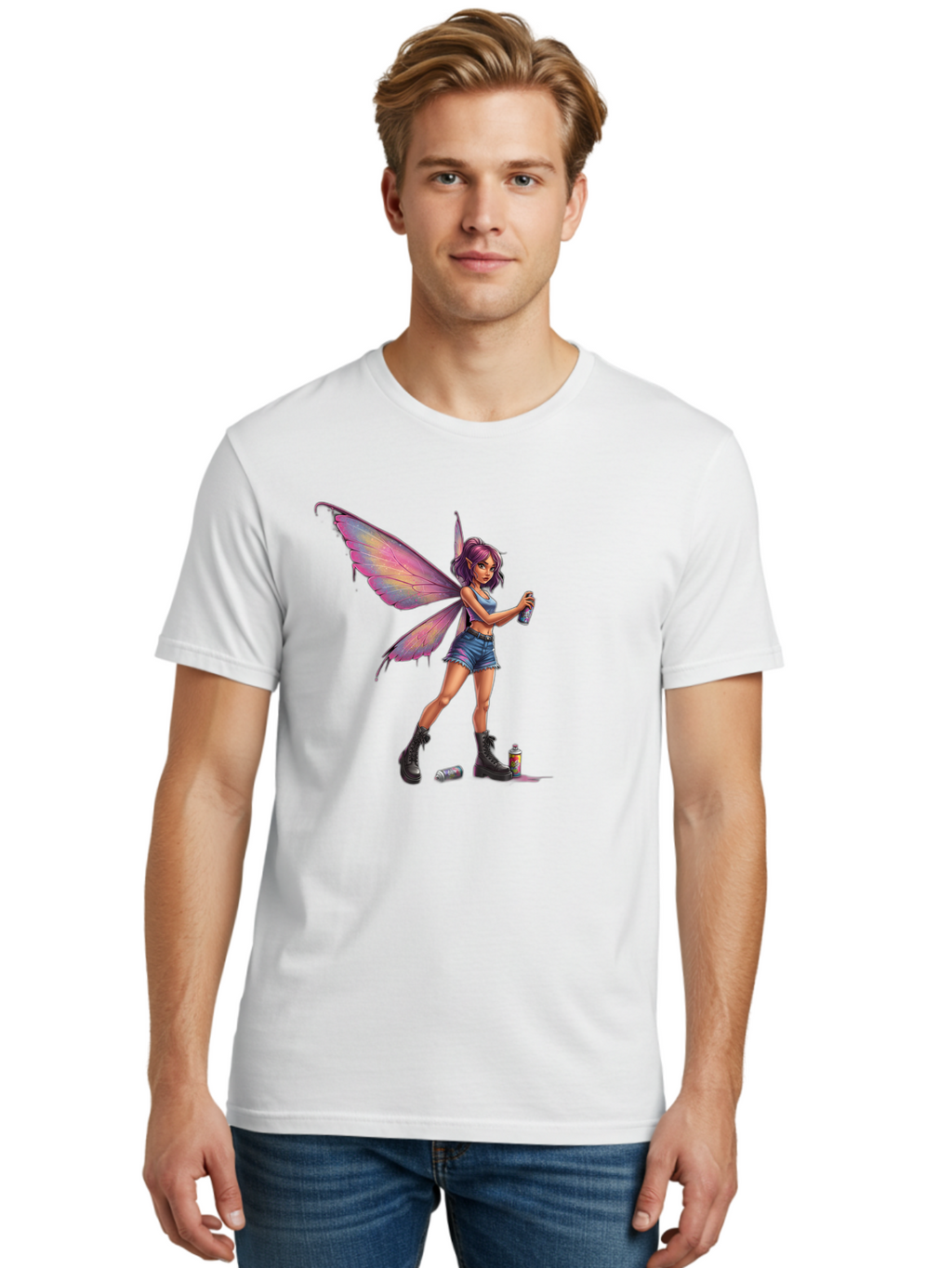 Fairy-With-Spray-Paint Men'S Graphic Tee, 100% Cotton, Comfortable Casual Summer Wear, Machine Washable, Vintage Camera, Old Camera, Antique Camera, Black Camera, Classic Photography, Photography Equipment, Nostalgic Device, Film Camera, Bak543