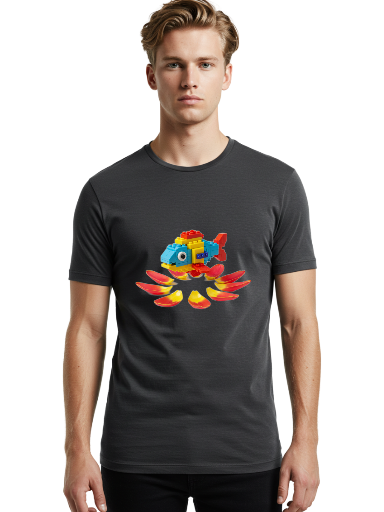 Fish-Building-Blocks Men'S Graphic Tee, 100% Cotton, Comfortable Casual Summer Wear, Machine Washable, Vintage Camera, Old Camera, Antique Camera, Black Camera, Classic Photography, Photography Equipment, Nostalgic Device, Film Camera, Bak549