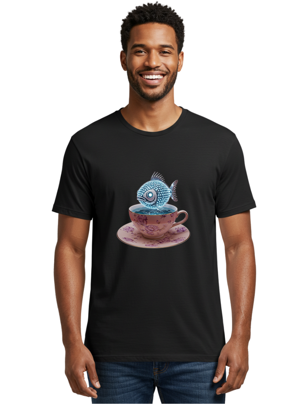 Fish-In-Cup Men'S Graphic Tee, 100% Cotton, Comfortable Casual Summer Wear, Machine Washable, Vintage Camera, Old Camera, Antique Camera, Black Camera, Classic Photography, Photography Equipment, Nostalgic Device, Film Camera, Camera Art Bak551