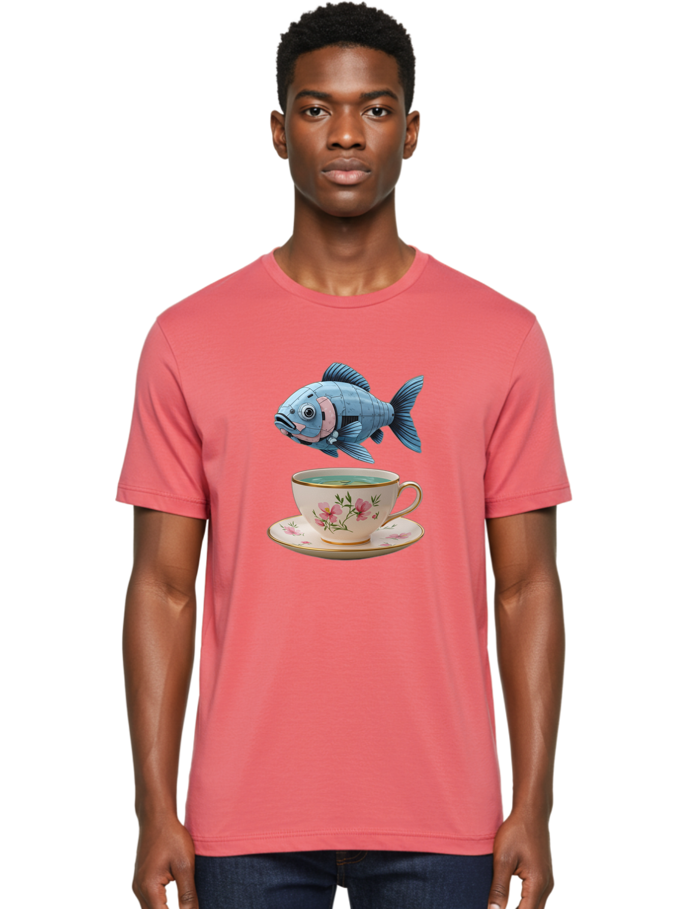 Fish-In-Tea-Cup-1 Men'S Graphic Tee, 100% Cotton, Comfortable Casual Summer Wear, Machine Washable, Vintage Camera, Old Camera, Antique Camera, Black Camera, Classic Photography, Photography Equipment, Nostalgic Device, Film Camera, Camera Art Bak552