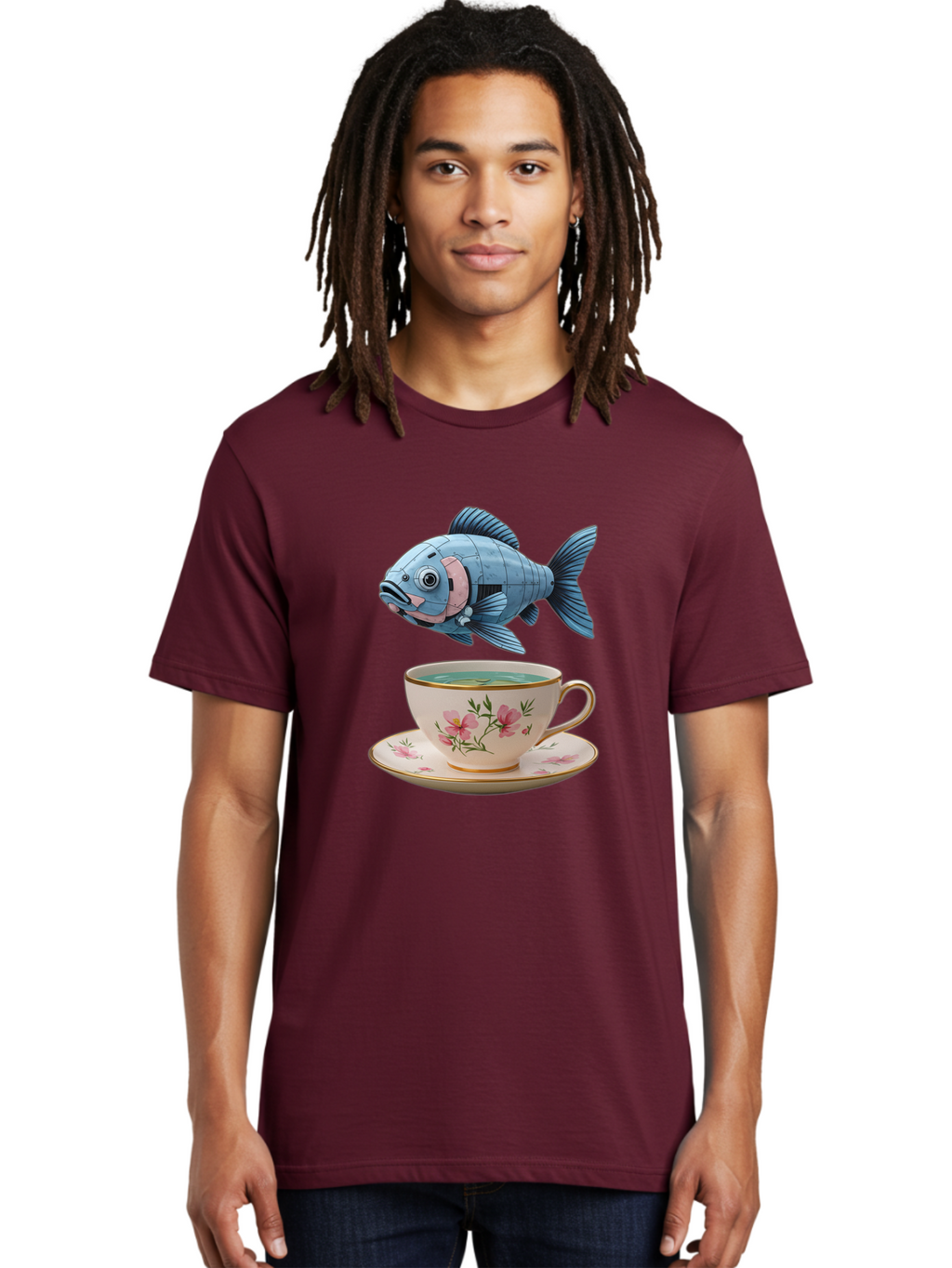 Fish-In-Tea-Cup-1 Men'S Graphic Tee, 100% Cotton, Comfortable Casual Summer Wear, Machine Washable, Vintage Camera, Old Camera, Antique Camera, Black Camera, Classic Photography, Photography Equipment, Nostalgic Device, Film Camera, Camera Art Bak552