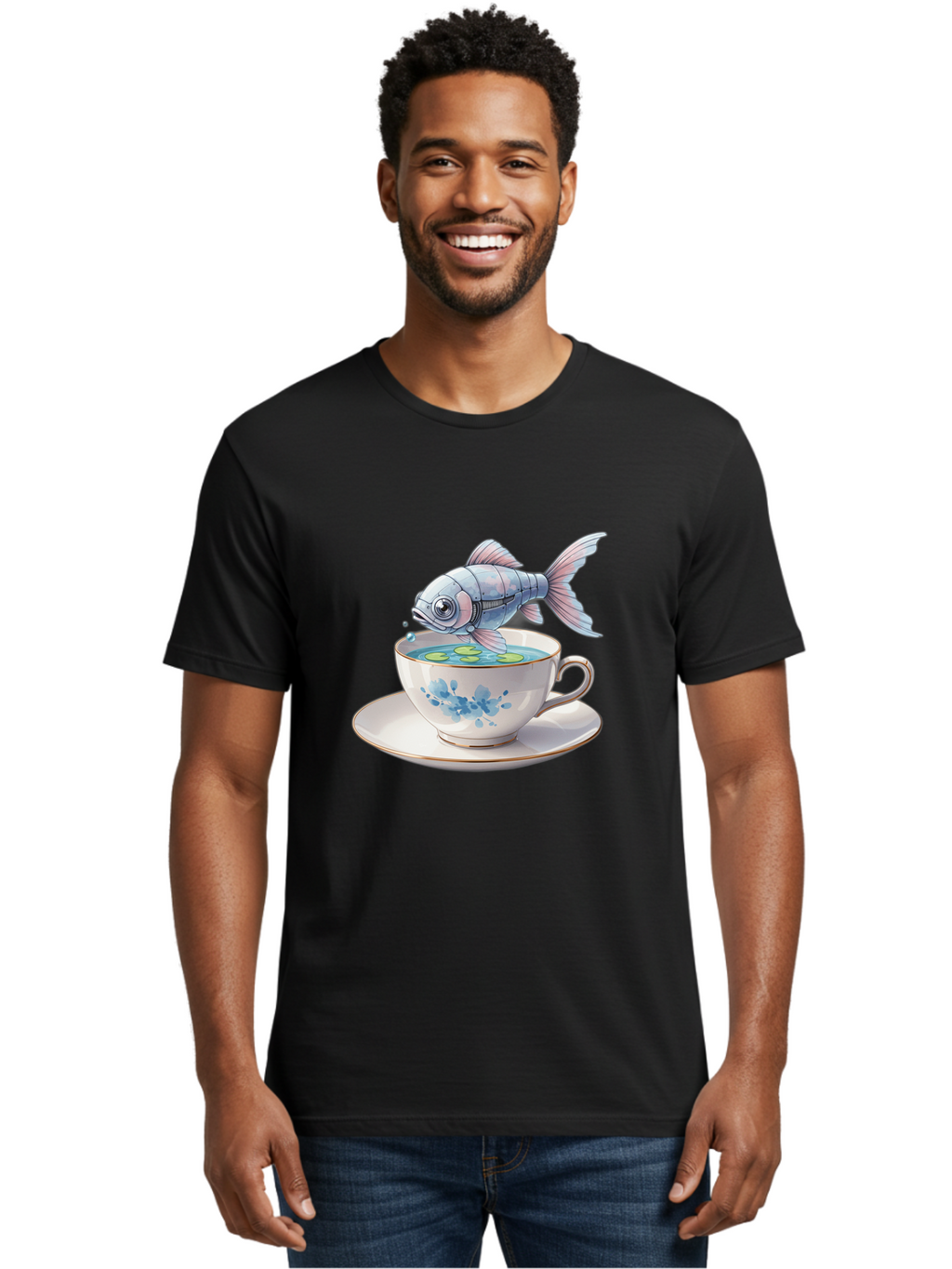 Fish-In-Tea-Cup Men'S Graphic Tee, 100% Cotton, Comfortable Casual Summer Wear, Machine Washable, Vintage Camera, Old Camera, Antique Camera, Black Camera, Classic Photography, Photography Equipment, Nostalgic Device, Film Camera, Camera Art Bak553