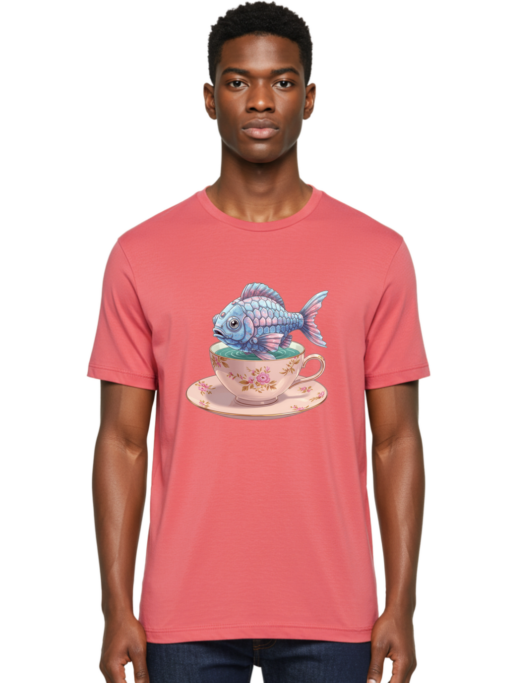 Fish-In-Teacup-2 Men'S Graphic Tee, 100% Cotton, Comfortable Casual Summer Wear, Machine Washable, Vintage Camera, Old Camera, Antique Camera, Black Camera, Classic Photography, Photography Equipment, Nostalgic Device, Film Camera, Camera Art Bak555