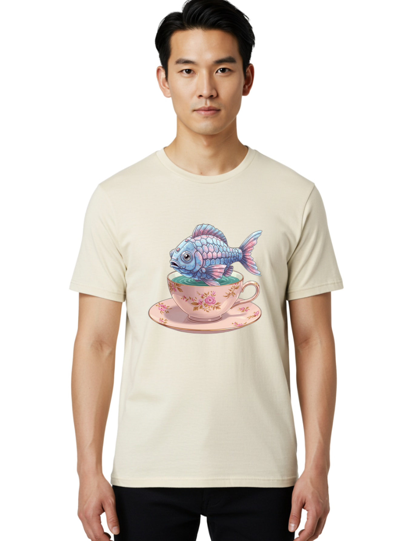 Fish-In-Teacup-2 Men'S Graphic Tee, 100% Cotton, Comfortable Casual Summer Wear, Machine Washable, Vintage Camera, Old Camera, Antique Camera, Black Camera, Classic Photography, Photography Equipment, Nostalgic Device, Film Camera, Camera Art Bak555