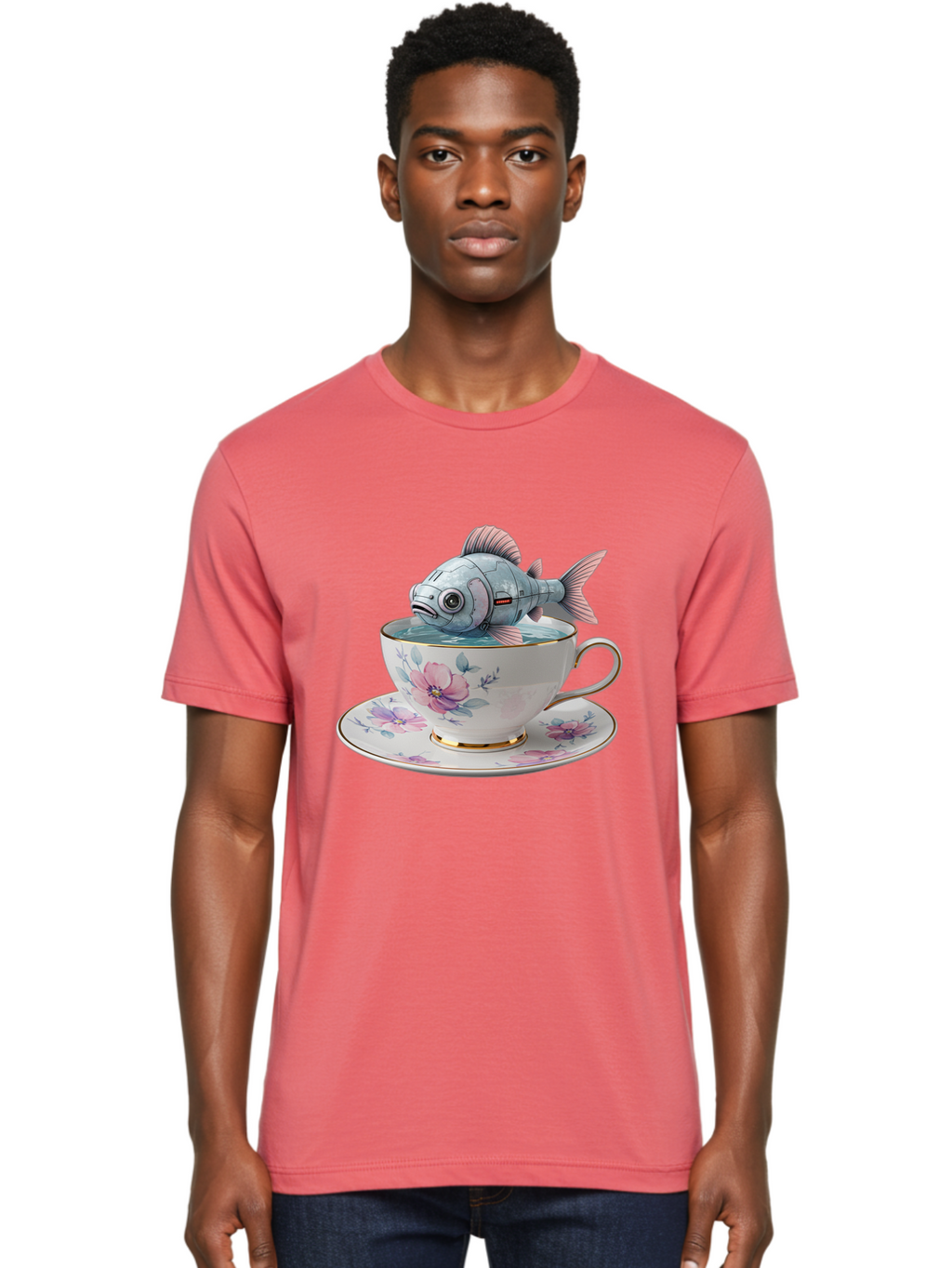 Fish-In-Teacup-3 Men'S Graphic Tee, 100% Cotton, Comfortable Casual Summer Wear, Machine Washable, Vintage Camera, Old Camera, Antique Camera, Black Camera, Classic Photography, Photography Equipment, Nostalgic Device, Film Camera, Camera Art Bak556