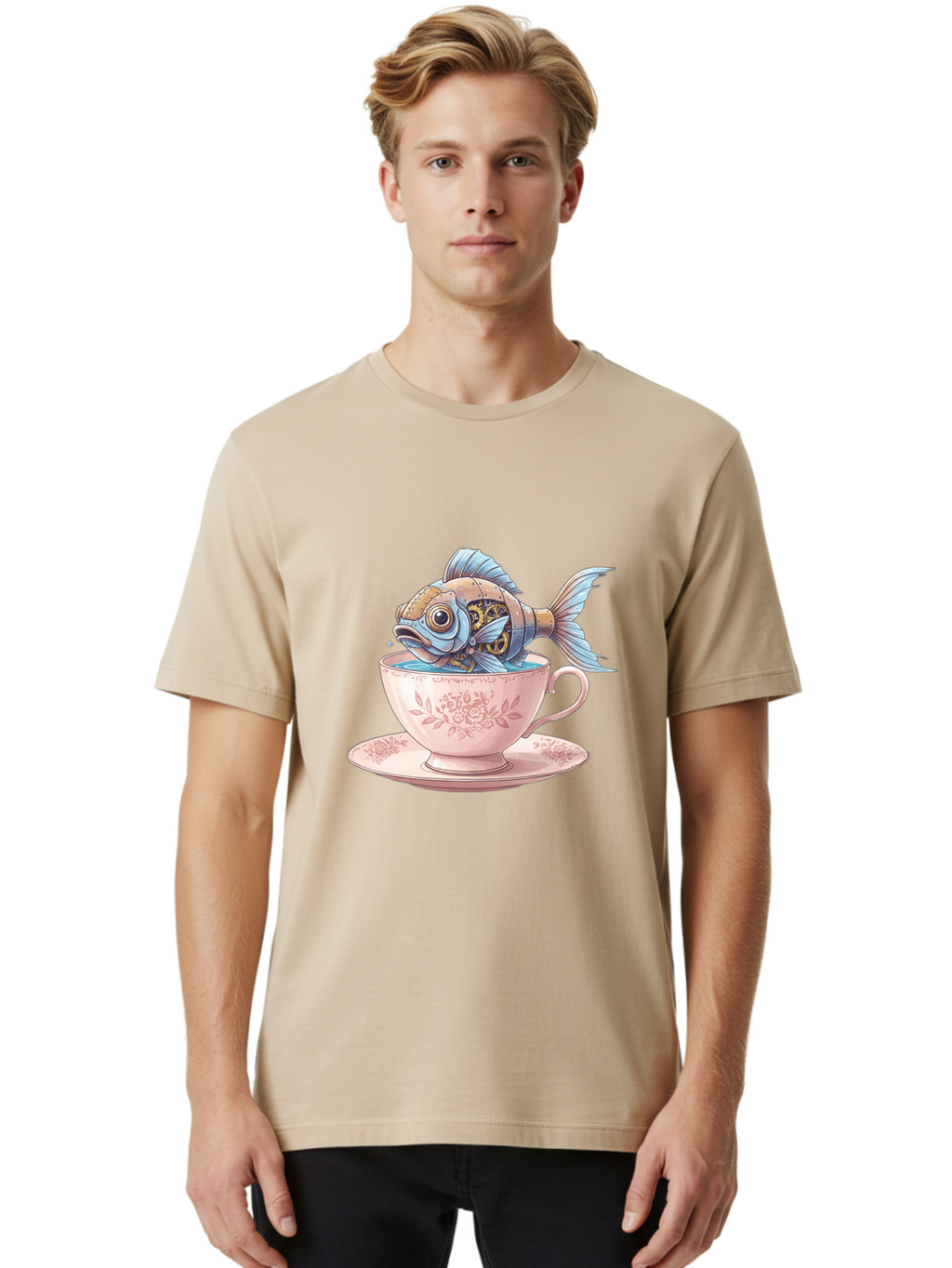 Fish-In-Teacup Men'S Graphic Tee, 100% Cotton, Comfortable Casual Summer Wear, Machine Washable, Vintage Camera, Old Camera, Antique Camera, Black Camera, Classic Photography, Photography Equipment, Nostalgic Device, Film Camera, Camera Art Bak558