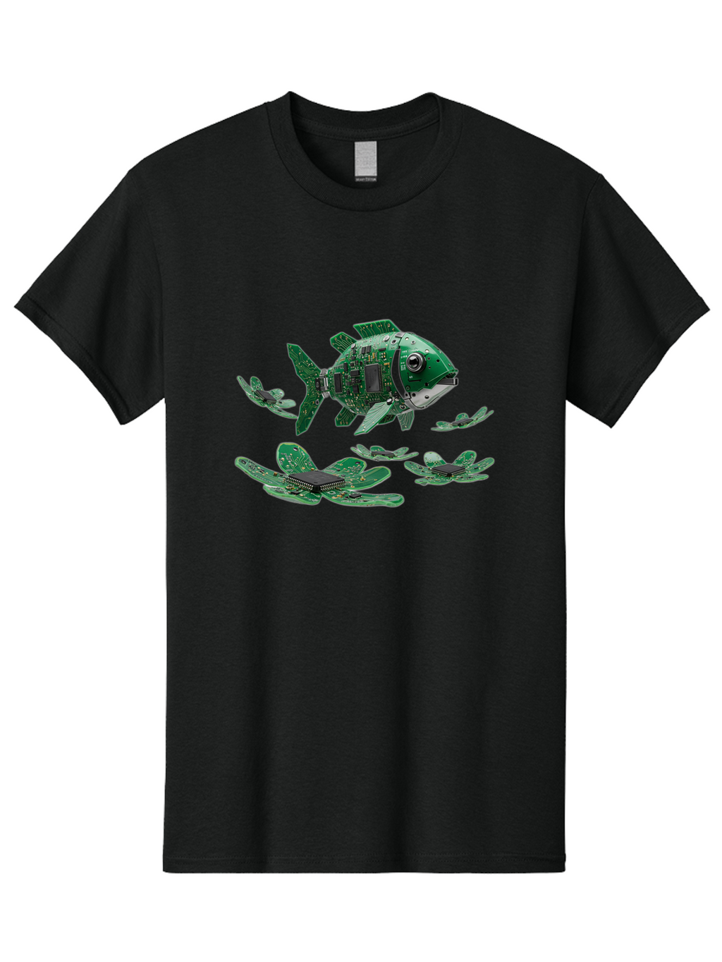 Fish-Made-Of-Circuit-Boards Men'S Graphic Tee, 100% Cotton, Comfortable Casual Summer Wear, Machine Washable, Vintage Camera, Old Camera, Antique Camera, Black Camera, Classic Photography, Photography Equipment, Nostalgic Device, Film Camera, Bak559