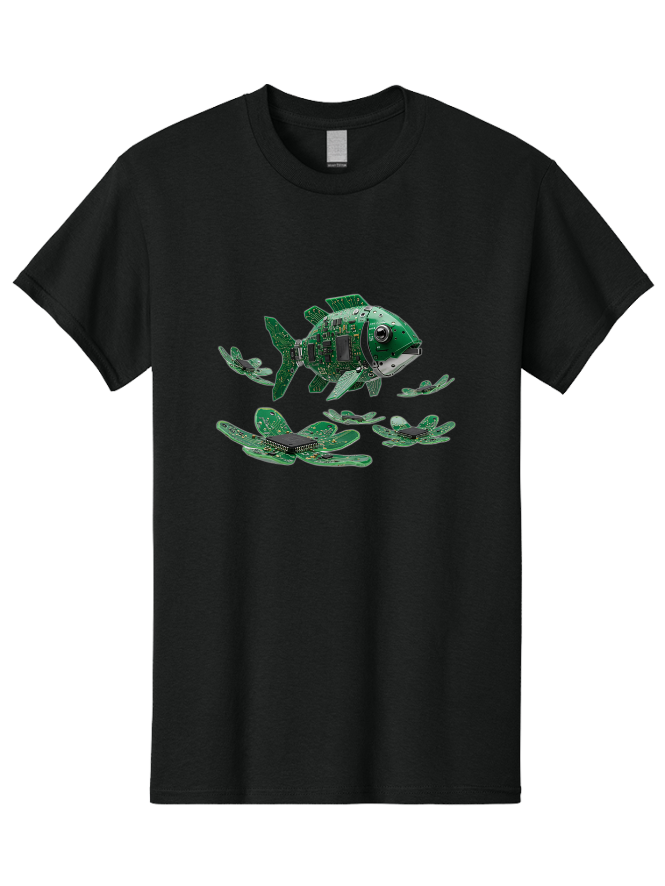 Fish-Made-Of-Circuit-Boards Men'S Graphic Tee, 100% Cotton, Comfortable Casual Summer Wear, Machine Washable, Vintage Camera, Old Camera, Antique Camera, Black Camera, Classic Photography, Photography Equipment, Nostalgic Device, Film Camera, Bak559