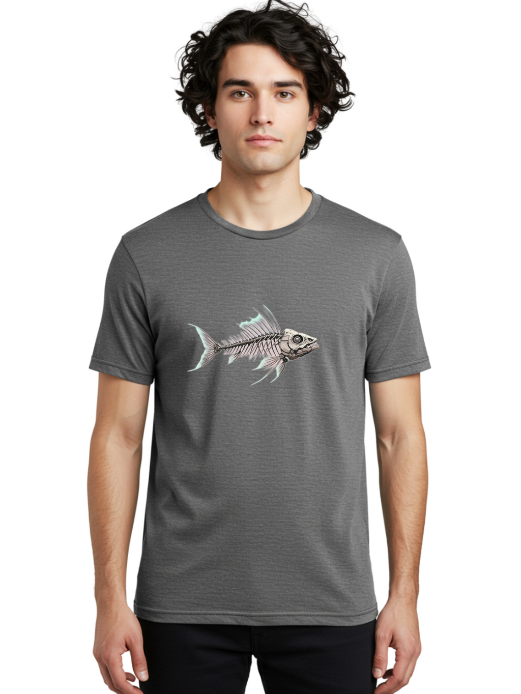 Fish-Skeleton Men'S Graphic Tee, 100% Cotton, Comfortable Casual Summer Wear, Machine Washable, Vintage Camera, Old Camera, Antique Camera, Black Camera, Classic Photography, Photography Equipment, Nostalgic Device, Film Camera, Camera Art Bak560