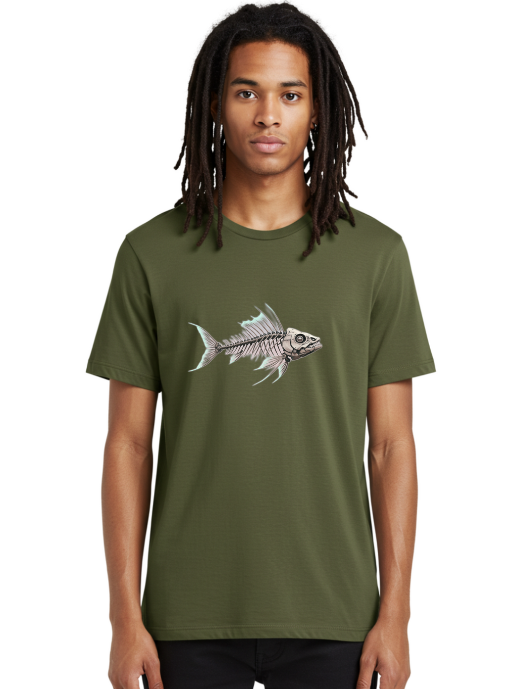 Fish-Skeleton Men'S Graphic Tee, 100% Cotton, Comfortable Casual Summer Wear, Machine Washable, Vintage Camera, Old Camera, Antique Camera, Black Camera, Classic Photography, Photography Equipment, Nostalgic Device, Film Camera, Camera Art Bak560