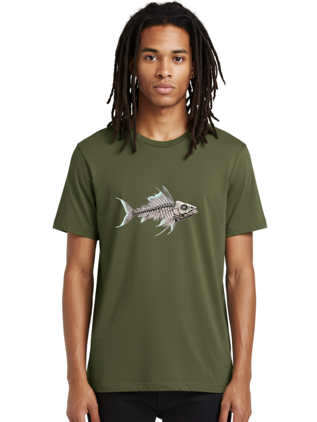 Fish-Skeleton Men'S Graphic Tee, 100% Cotton, Comfortable Casual Summer Wear, Machine Washable, Vintage Camera, Old Camera, Antique Camera, Black Camera, Classic Photography, Photography Equipment, Nostalgic Device, Film Camera, Camera Art Bak560