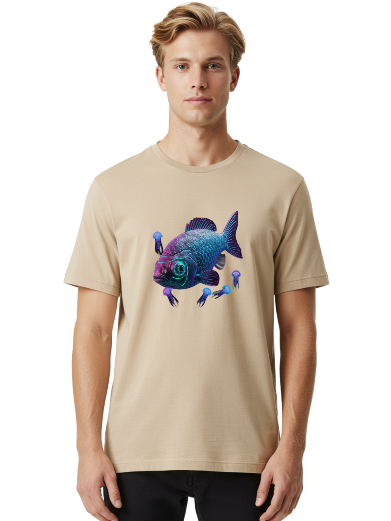 Fish-With-Jellyfish Men'S Graphic Tee, 100% Cotton, Comfortable Casual Summer Wear, Machine Washable, Vintage Camera, Old Camera, Antique Camera, Black Camera, Classic Photography, Photography Equipment, Nostalgic Device, Film Camera, Bak561
