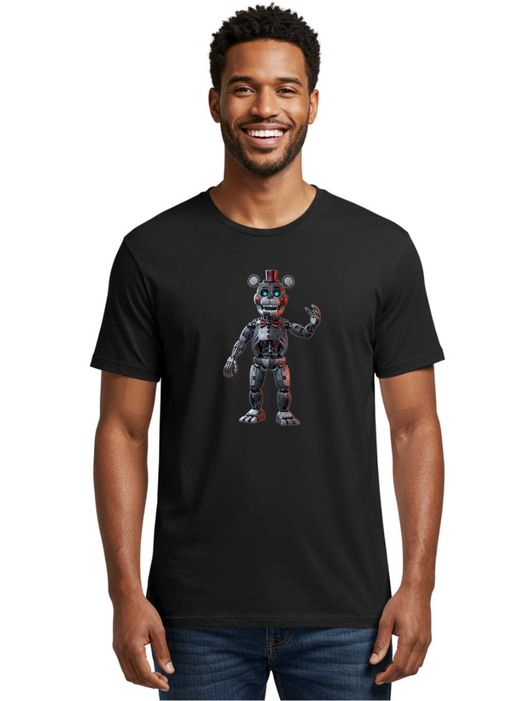 Five-Nights-At-Freddy-S-Endoskeleton Men'S Graphic Tee, 100% Cotton, Comfortable Casual Summer Wear, Machine Washable, Vintage Camera, Old Camera, Antique Camera, Black Camera, Classic Photography, Photography Equipment, Nostalgic Device, Bak564