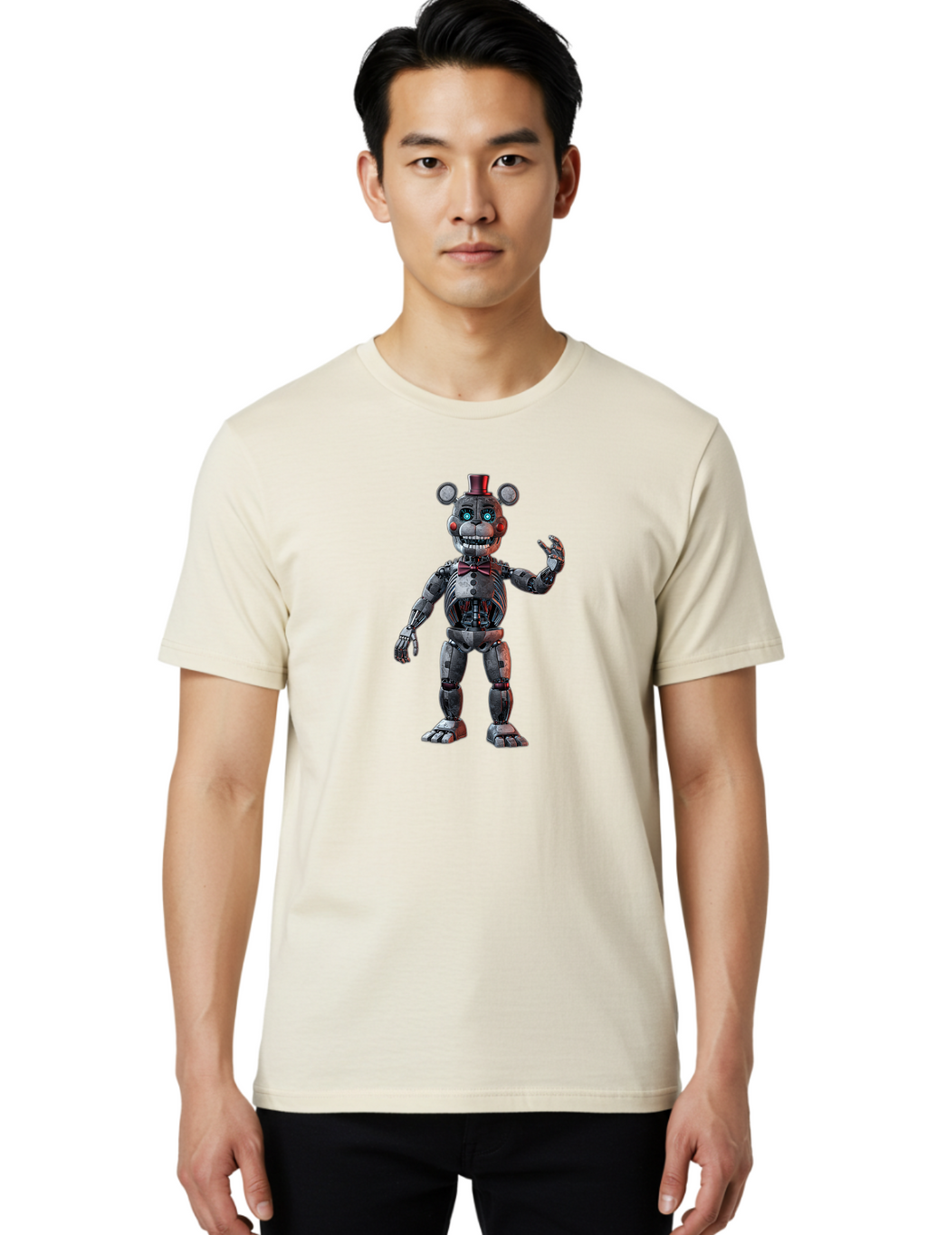 Five-Nights-At-Freddy-S-Endoskeleton Men'S Graphic Tee, 100% Cotton, Comfortable Casual Summer Wear, Machine Washable, Vintage Camera, Old Camera, Antique Camera, Black Camera, Classic Photography, Photography Equipment, Nostalgic Device, Bak564