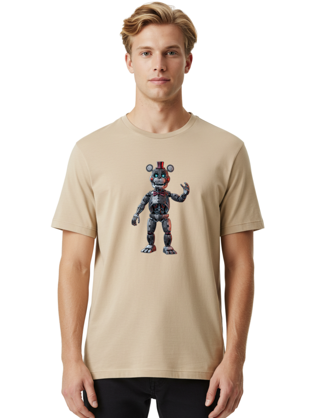 Five-Nights-At-Freddy-S-Endoskeleton Men'S Graphic Tee, 100% Cotton, Comfortable Casual Summer Wear, Machine Washable, Vintage Camera, Old Camera, Antique Camera, Black Camera, Classic Photography, Photography Equipment, Nostalgic Device, Bak564