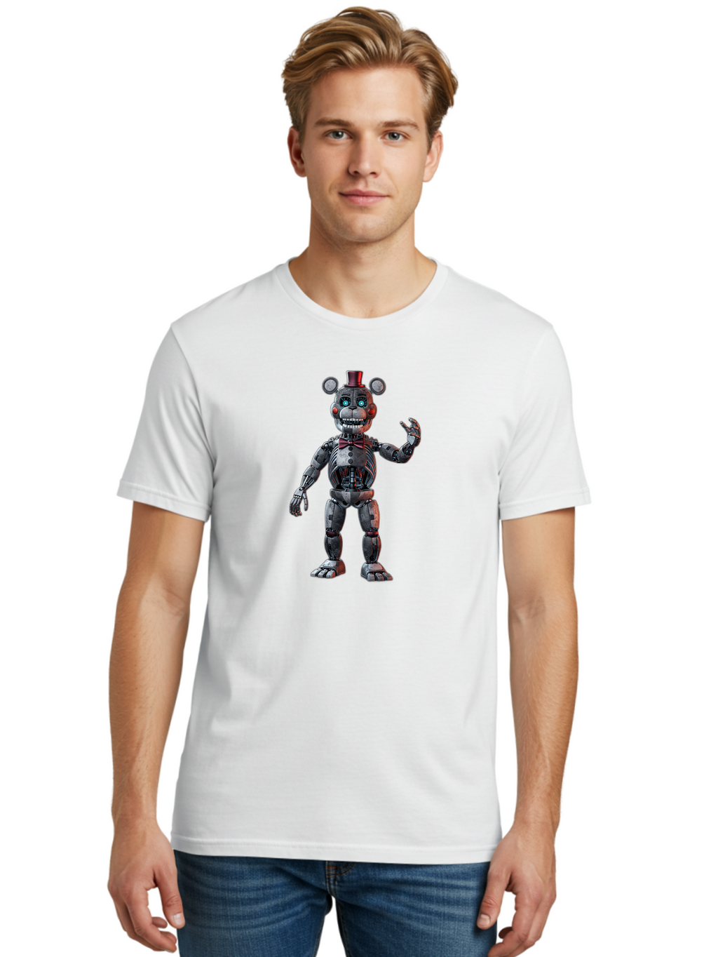 Five-Nights-At-Freddy-S-Endoskeleton Men'S Graphic Tee, 100% Cotton, Comfortable Casual Summer Wear, Machine Washable, Vintage Camera, Old Camera, Antique Camera, Black Camera, Classic Photography, Photography Equipment, Nostalgic Device, Bak564