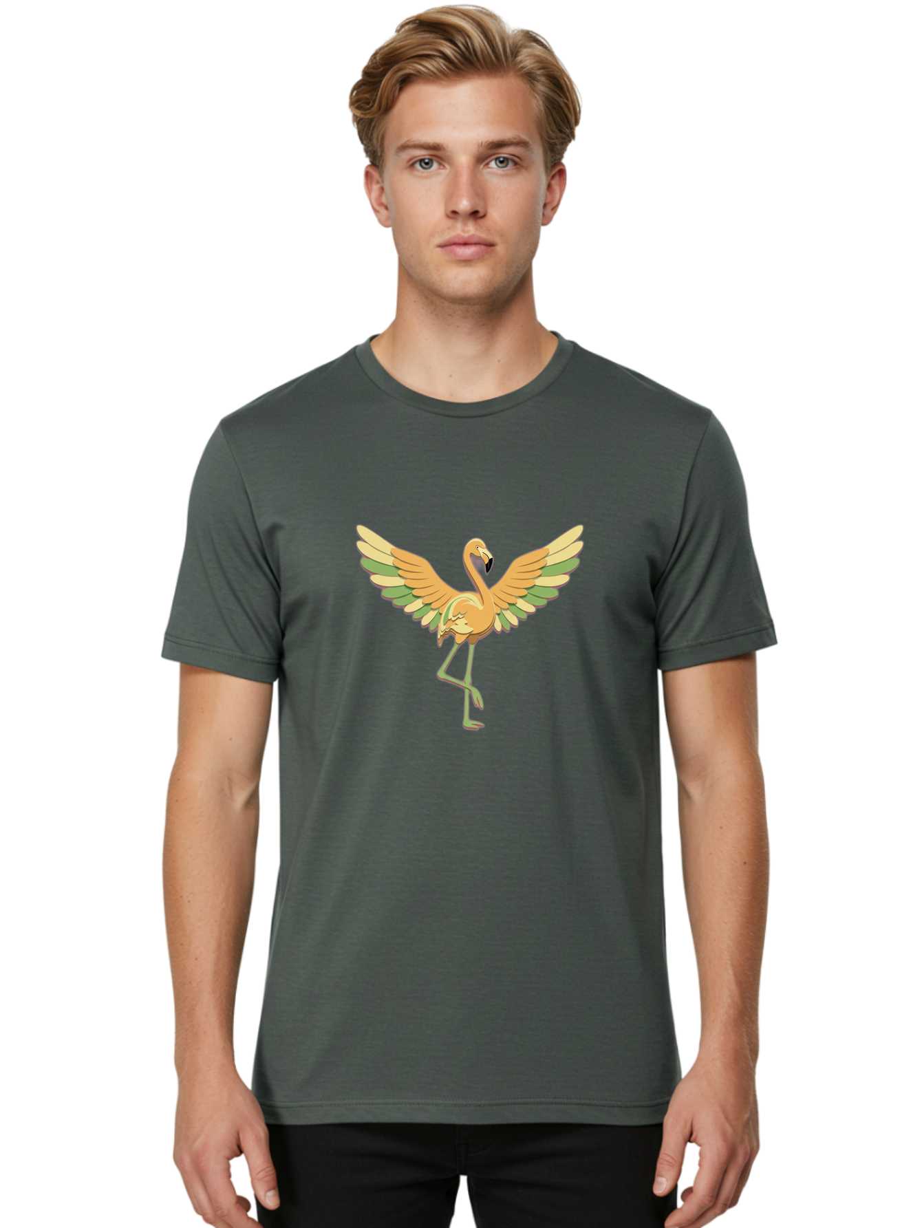 Flamingo-Dancing Men'S Graphic Tee, 100% Cotton, Comfortable Casual Summer Wear, Machine Washable, Vintage Camera, Old Camera, Antique Camera, Black Camera, Classic Photography, Photography Equipment, Nostalgic Device, Film Camera, Camera Art Bak594