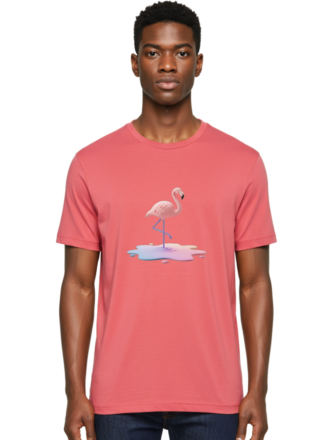 Flamingo-In-Paint Men'S Graphic Tee, 100% Cotton, Comfortable Casual Summer Wear, Machine Washable, Vintage Camera, Old Camera, Antique Camera, Black Camera, Classic Photography, Photography Equipment, Nostalgic Device, Film Camera, Camera Art Bak597