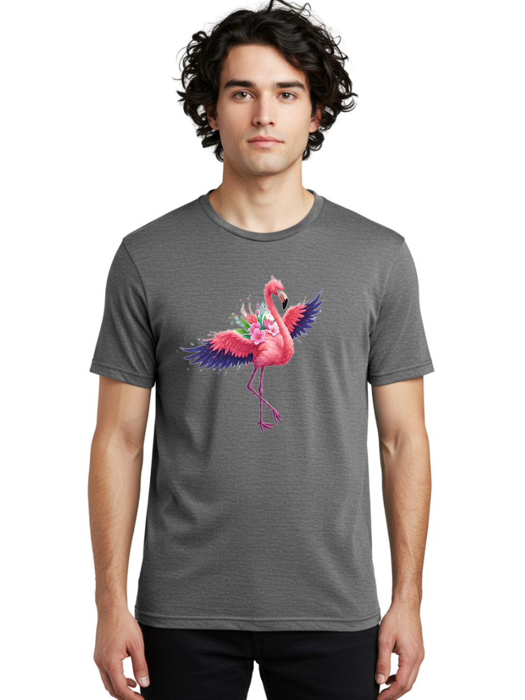 Flamingo-With-Flowers-3 Men'S Graphic Tee, 100% Cotton, Comfortable Casual Summer Wear, Machine Washable, Vintage Camera, Old Camera, Antique Camera, Black Camera, Classic Photography, Photography Equipment, Nostalgic Device, Film Camera, Bak602