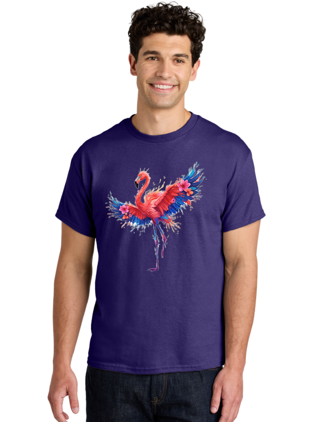 Flamingo-With-Flowers Men'S Graphic Tee, 100% Cotton, Comfortable Casual Summer Wear, Machine Washable, Vintage Camera, Old Camera, Antique Camera, Black Camera, Classic Photography, Photography Equipment, Nostalgic Device, Film Camera, Bak603