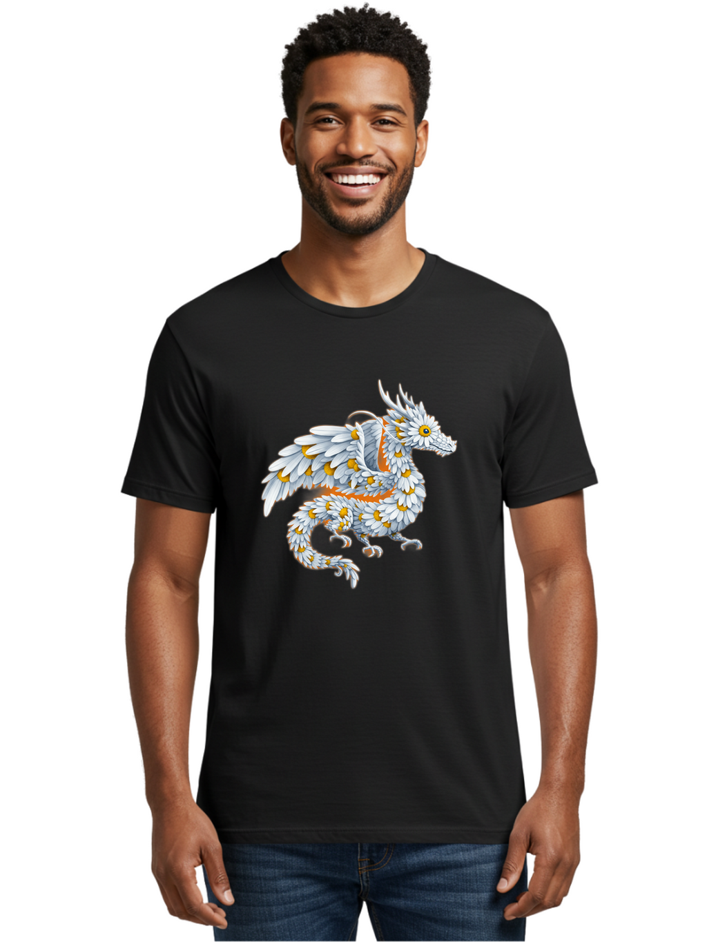 Floral-Dragon-1 Men'S Graphic Tee, 100% Cotton, Comfortable Casual Summer Wear, Machine Washable, Vintage Camera, Old Camera, Antique Camera, Black Camera, Classic Photography, Photography Equipment, Nostalgic Device, Film Camera, Camera Art Bak608
