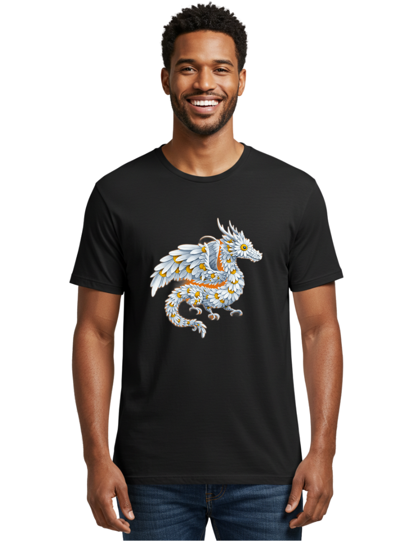 Floral-Dragon-1 Men'S Graphic Tee, 100% Cotton, Comfortable Casual Summer Wear, Machine Washable, Vintage Camera, Old Camera, Antique Camera, Black Camera, Classic Photography, Photography Equipment, Nostalgic Device, Film Camera, Camera Art Bak608
