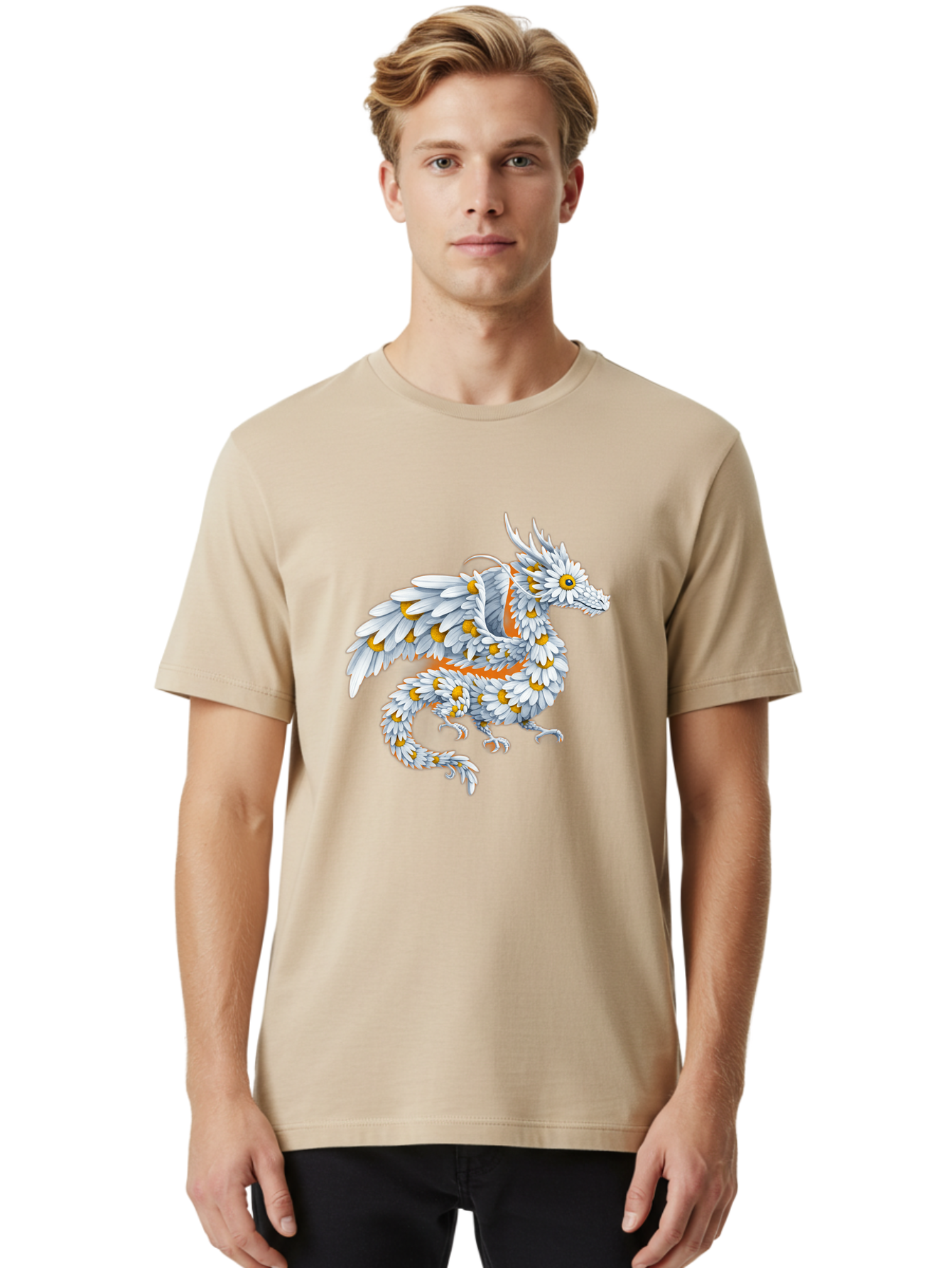 Floral-Dragon-1 Men'S Graphic Tee, 100% Cotton, Comfortable Casual Summer Wear, Machine Washable, Vintage Camera, Old Camera, Antique Camera, Black Camera, Classic Photography, Photography Equipment, Nostalgic Device, Film Camera, Camera Art Bak608