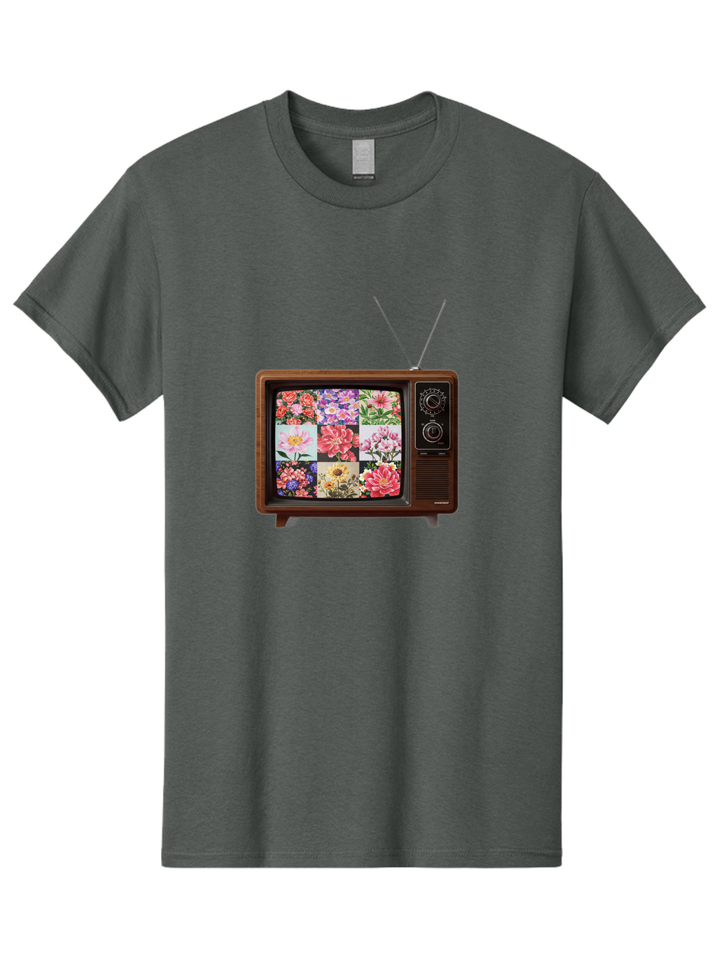 Flower-Collage-Tv Men'S Graphic Tee, 100% Cotton, Comfortable Casual Summer Wear, Machine Washable, Vintage Camera, Old Camera, Antique Camera, Black Camera, Classic Photography, Photography Equipment, Nostalgic Device, Film Camera, Camera Art Bak612