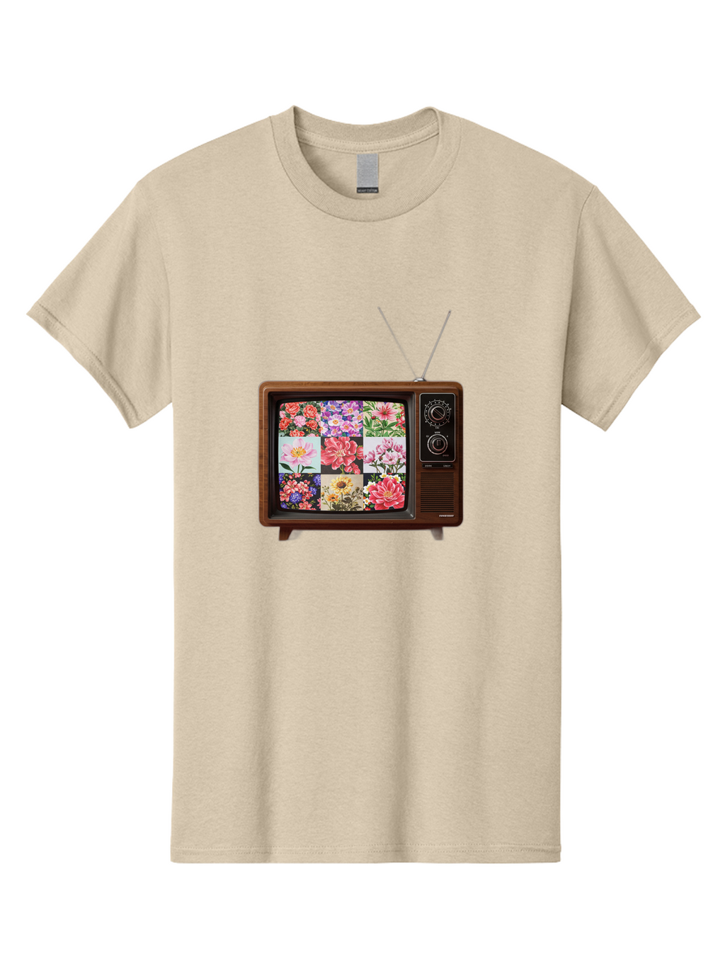 Flower-Collage-Tv Men'S Graphic Tee, 100% Cotton, Comfortable Casual Summer Wear, Machine Washable, Vintage Camera, Old Camera, Antique Camera, Black Camera, Classic Photography, Photography Equipment, Nostalgic Device, Film Camera, Camera Art Bak612