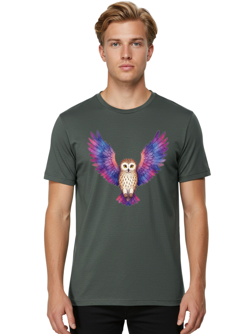 Flying-Owl-1 Men'S Graphic Tee, 100% Cotton, Comfortable Casual Summer Wear, Machine Washable, Vintage Camera, Old Camera, Antique Camera, Black Camera, Classic Photography, Photography Equipment, Nostalgic Device, Film Camera, Camera Art Bak615