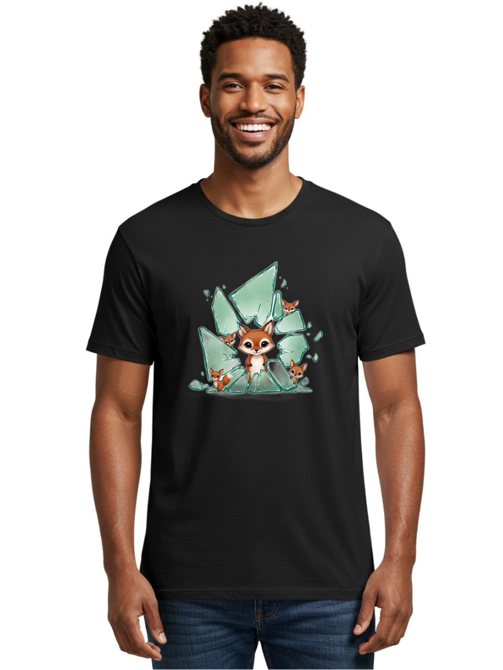 Fox-Breaking-Glass Men'S Graphic Tee, 100% Cotton, Comfortable Casual Summer Wear, Machine Washable, Vintage Camera, Old Camera, Antique Camera, Black Camera, Classic Photography, Photography Equipment, Nostalgic Device, Film Camera, Bak625
