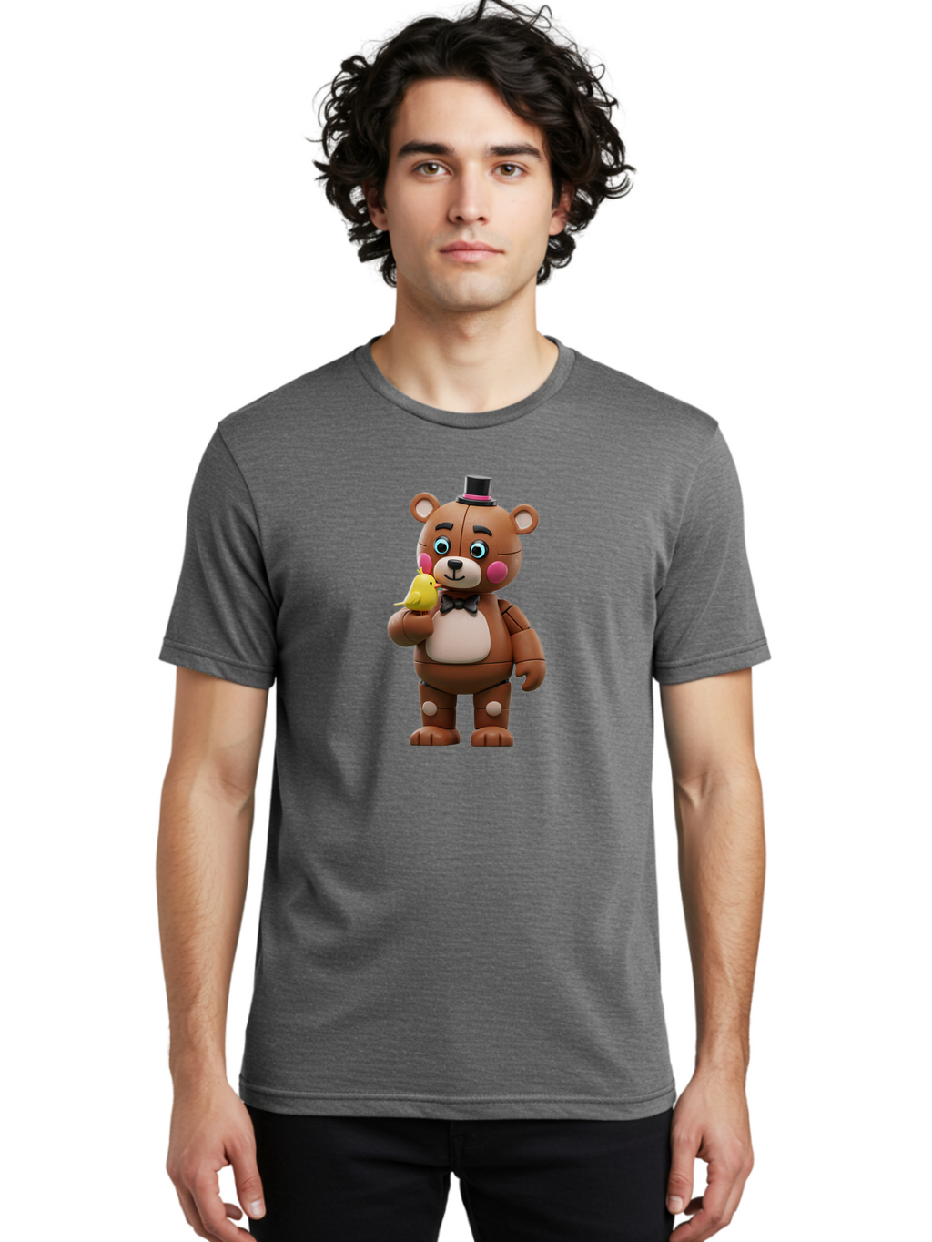 Freddy-Fazbear-With-Bird Men'S Graphic Tee, 100% Cotton, Comfortable Casual Summer Wear, Machine Washable, Vintage Camera, Old Camera, Antique Camera, Black Camera, Classic Photography, Photography Equipment, Nostalgic Device, Film Camera, Bak631