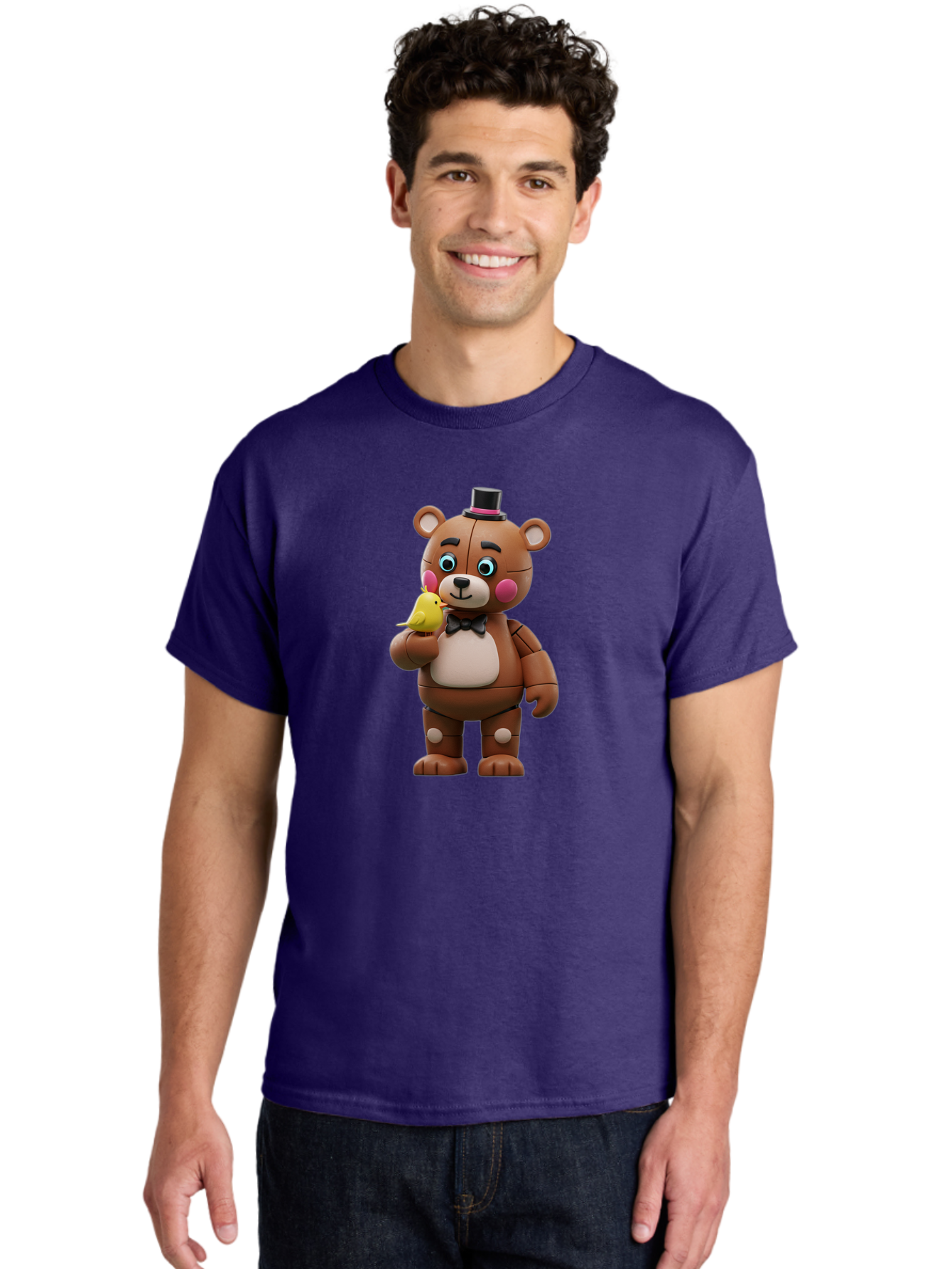 Freddy-Fazbear-With-Bird Men'S Graphic Tee, 100% Cotton, Comfortable Casual Summer Wear, Machine Washable, Vintage Camera, Old Camera, Antique Camera, Black Camera, Classic Photography, Photography Equipment, Nostalgic Device, Film Camera, Bak631