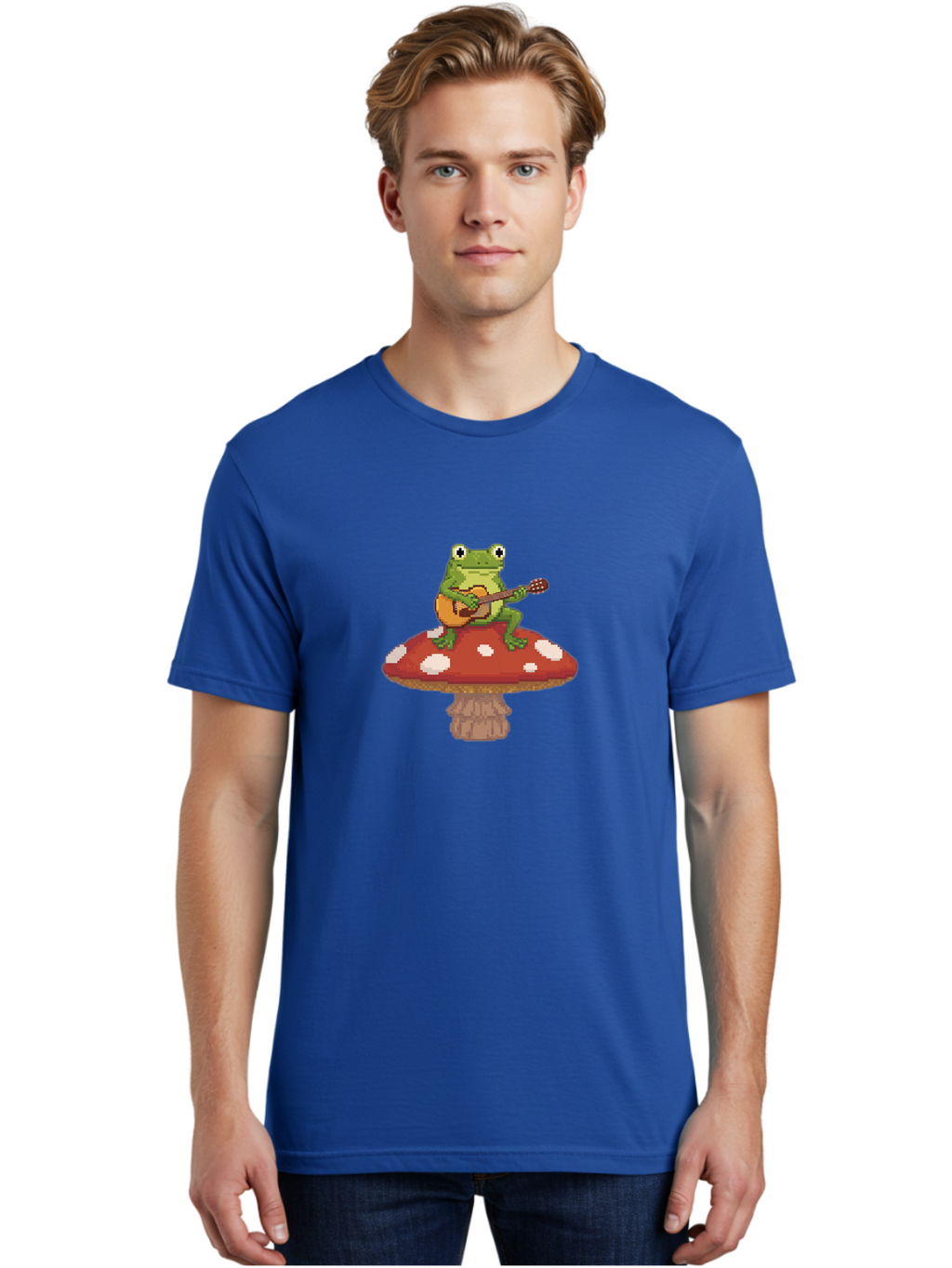 Frog-On-Mushroom-Playing-Guitar Men'S Graphic Tee, 100% Cotton, Comfortable Casual Summer Wear, Machine Washable, Vintage Camera, Old Camera, Antique Camera, Black Camera, Classic Photography, Photography Equipment, Nostalgic Device, Bak634