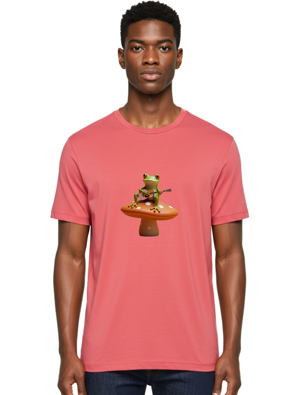 Frog-On-Mushroom-With-Guitar Men'S Graphic Tee, 100% Cotton, Comfortable Casual Summer Wear, Machine Washable, Vintage Camera, Old Camera, Antique Camera, Black Camera, Classic Photography, Photography Equipment, Nostalgic Device, Film Camera, Bak635